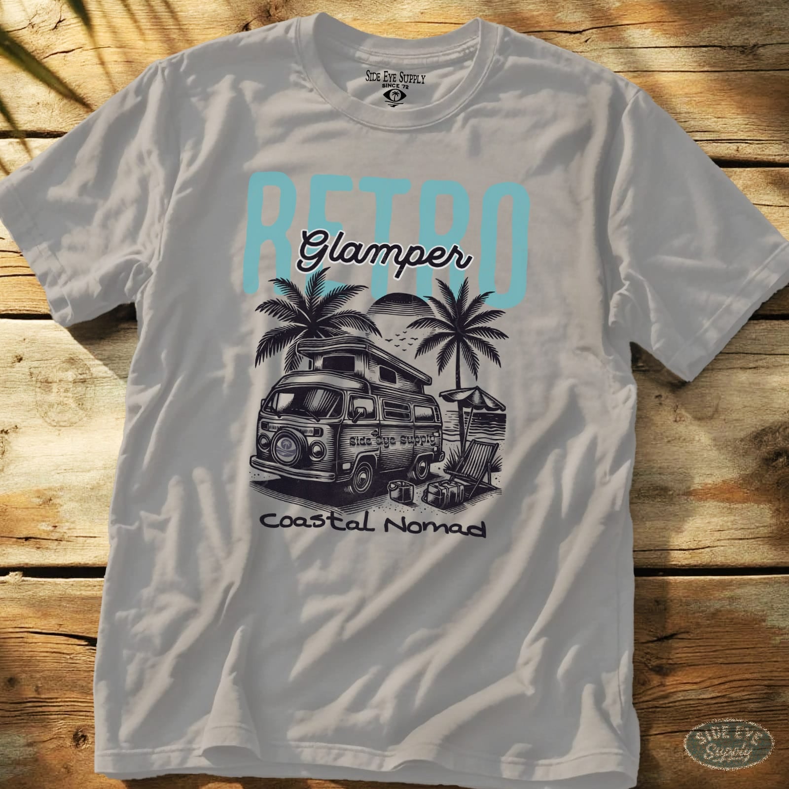 Retro Glamping Tee Ice Grey / S - by Side Eye Supply - Surf Beach Life Apparel