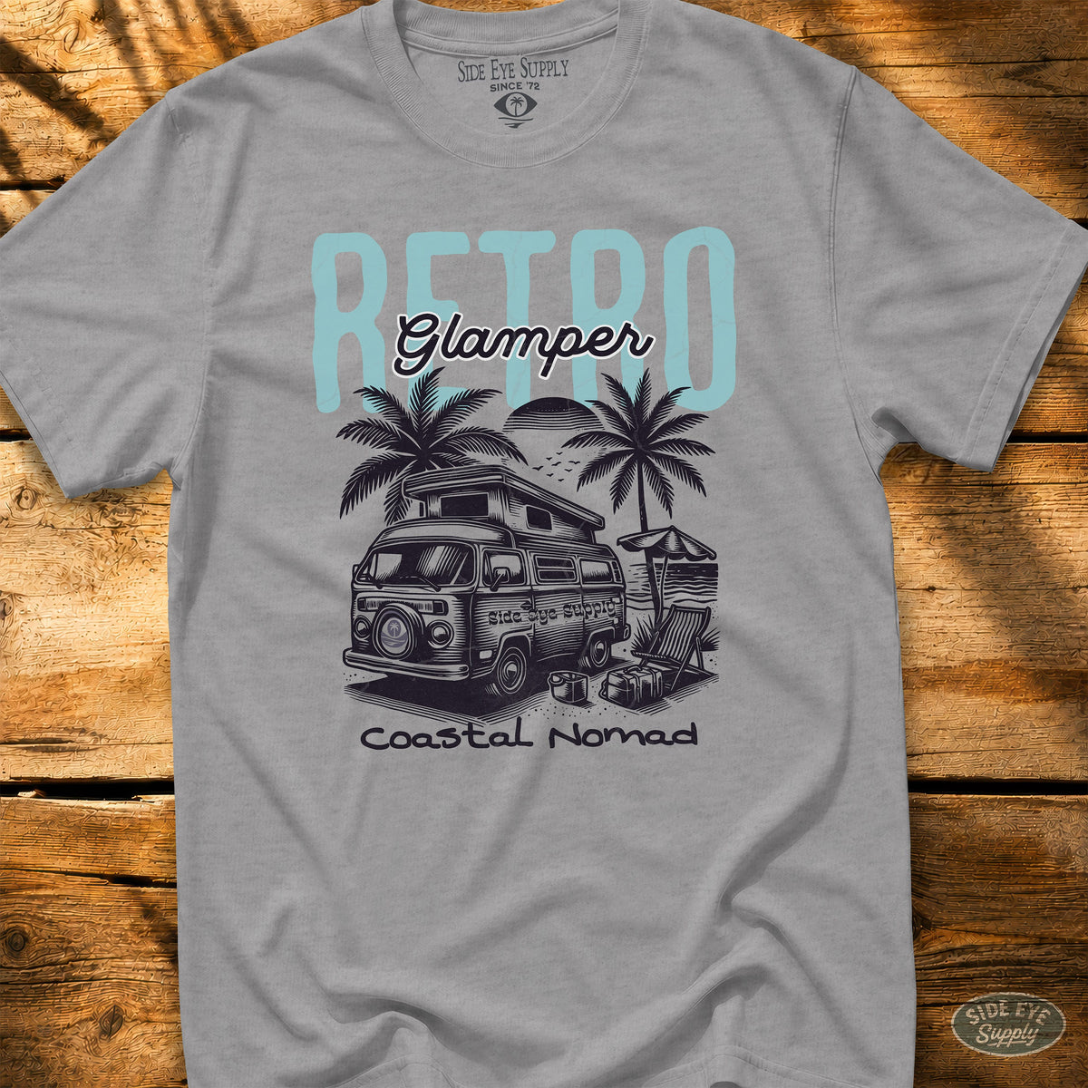 Retro Glamping Tee Sport Grey / S - by Side Eye Supply - Surf Beach Life Apparel