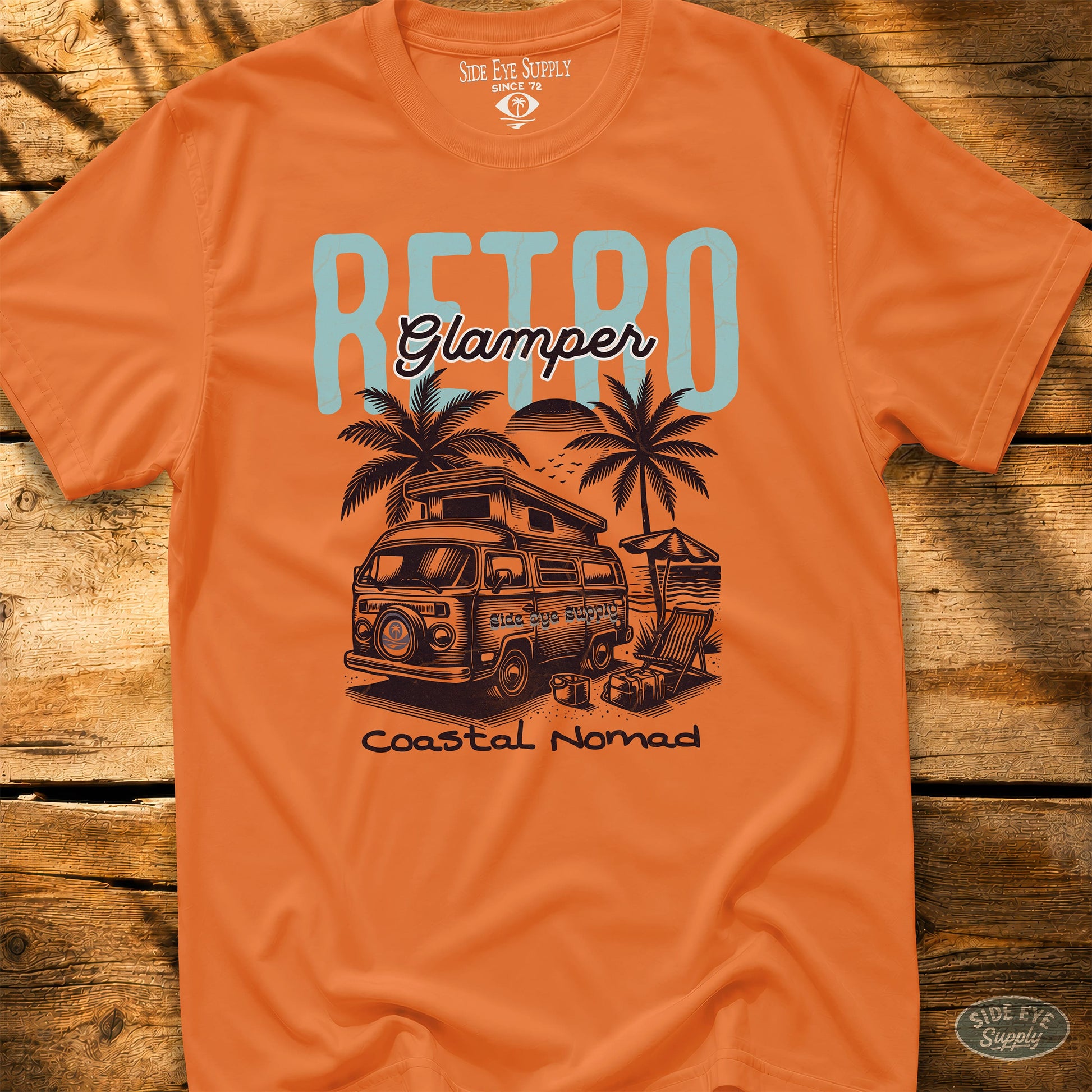 Retro Glamping Tee Orange / S - by Side Eye Supply - Surf Beach Life Apparel