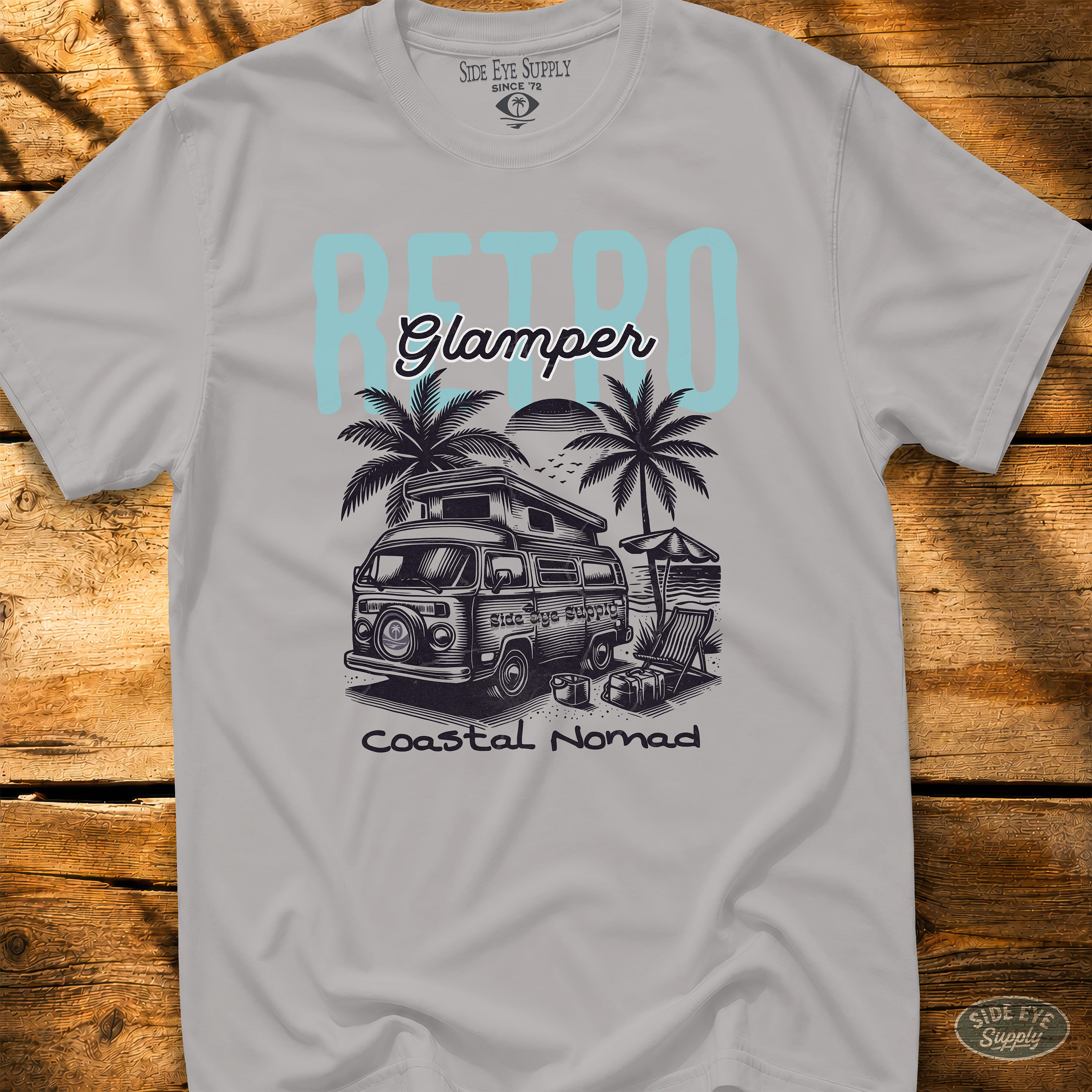 Retro Glamping Tee Ice Grey / S - by Side Eye Supply - Surf Beach Life Apparel