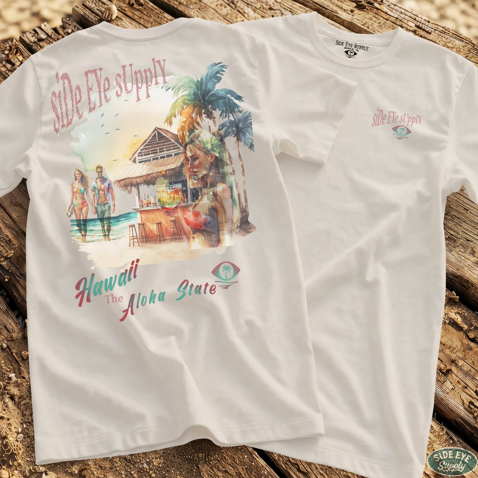 Retro Hawaii Tee White / S - by Side Eye Supply - Surf Beach Life Apparel