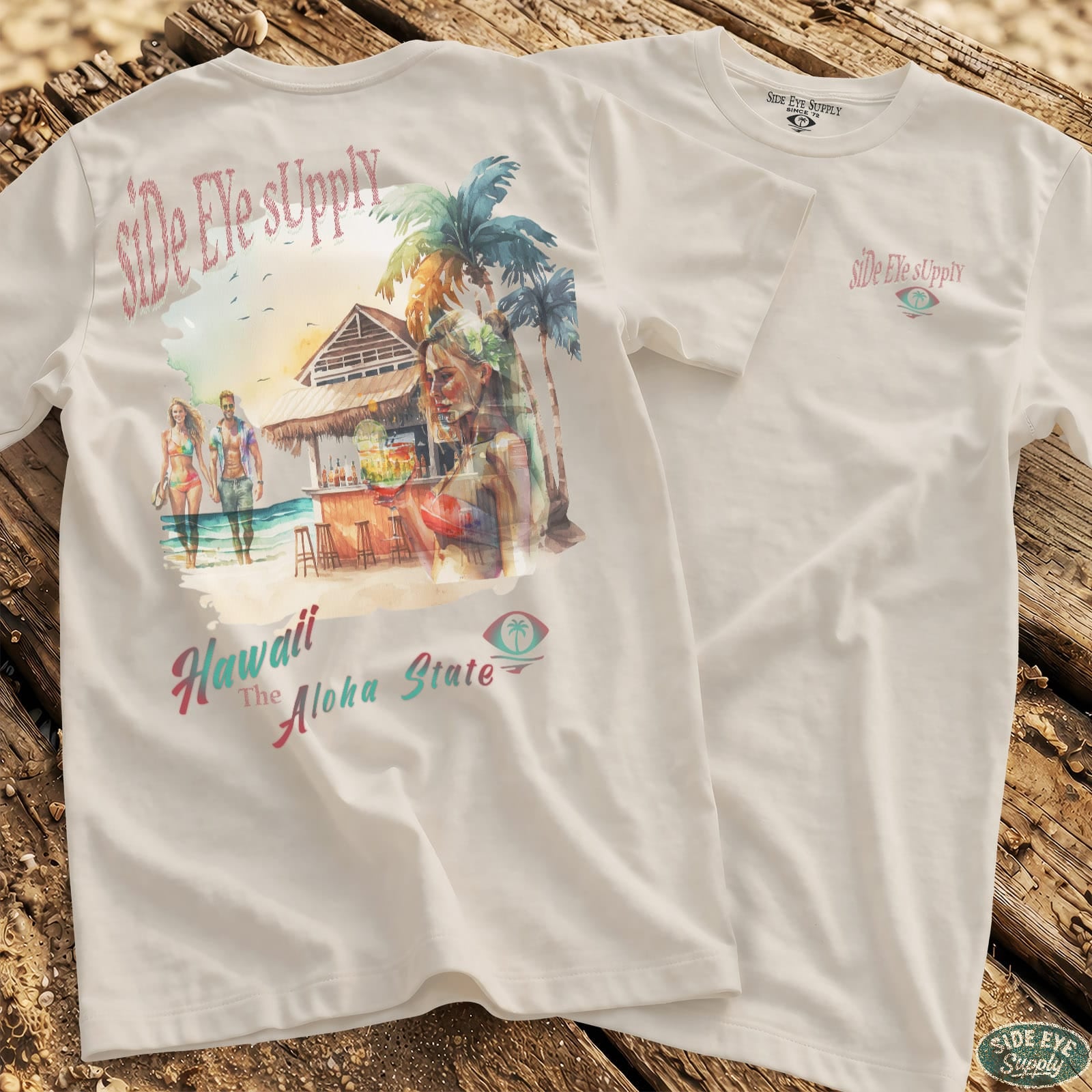 Retro Hawaii Tee White / S - by Side Eye Supply - Surf Beach Life Apparel