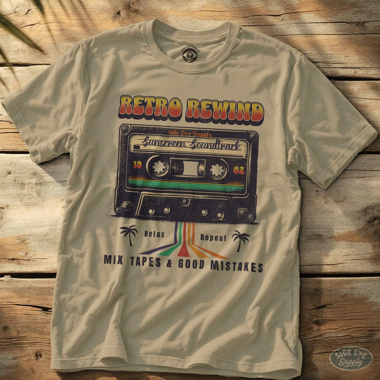 Retro Rewind Tee Sand / S - by Side Eye Supply - Surf Beach Life Apparel