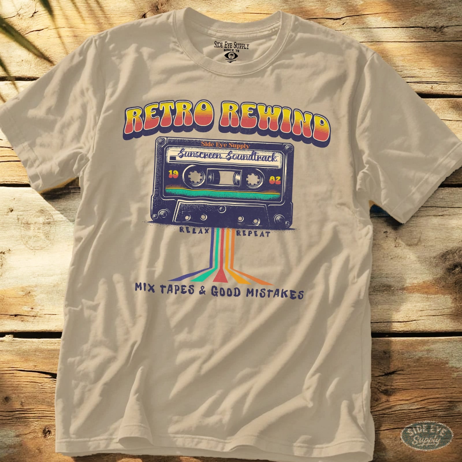 Retro Rewind Tee Sand / S - by Side Eye Supply - Surf Beach Life Apparel