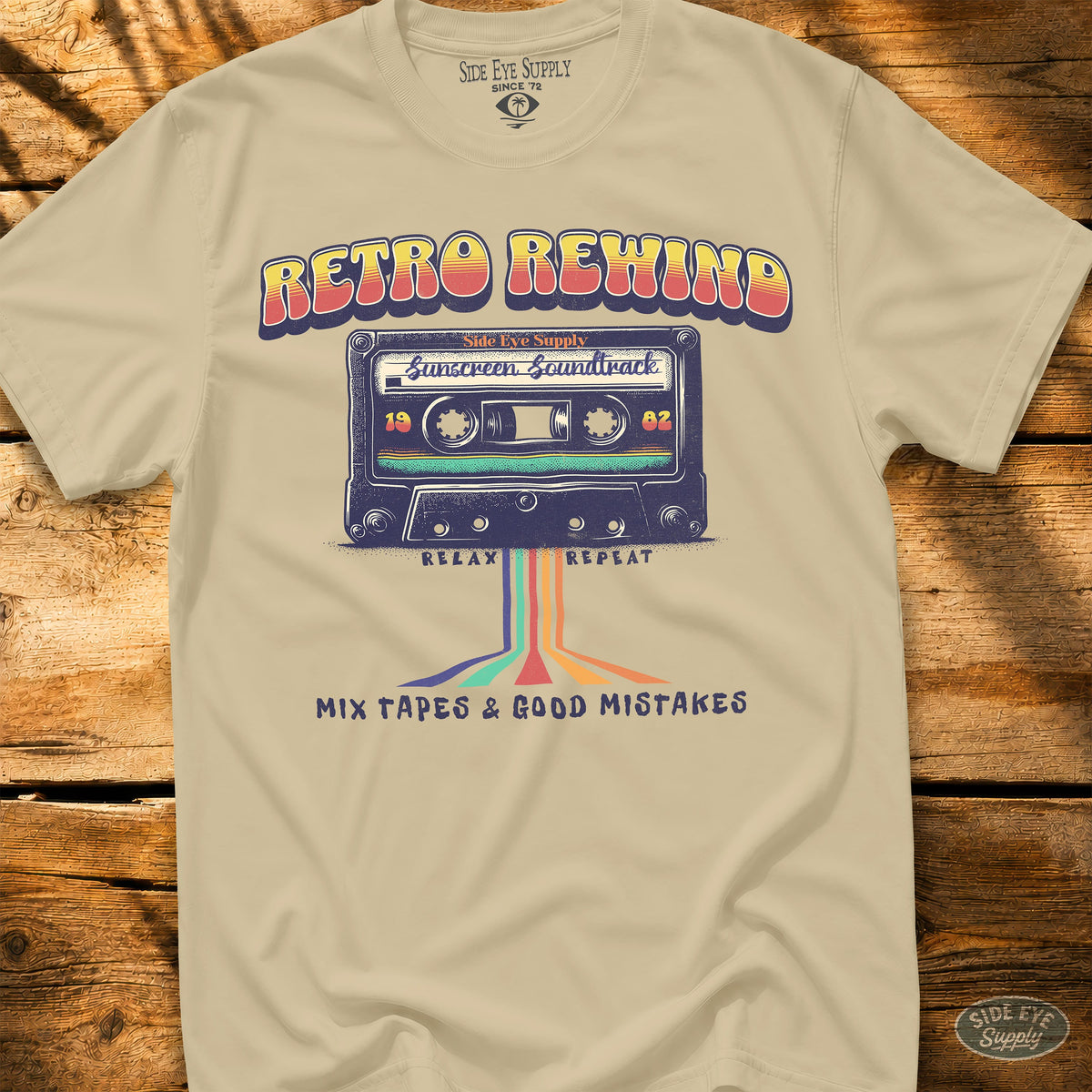 Retro Rewind Tee Sand / S - by Side Eye Supply - Surf Beach Life Apparel