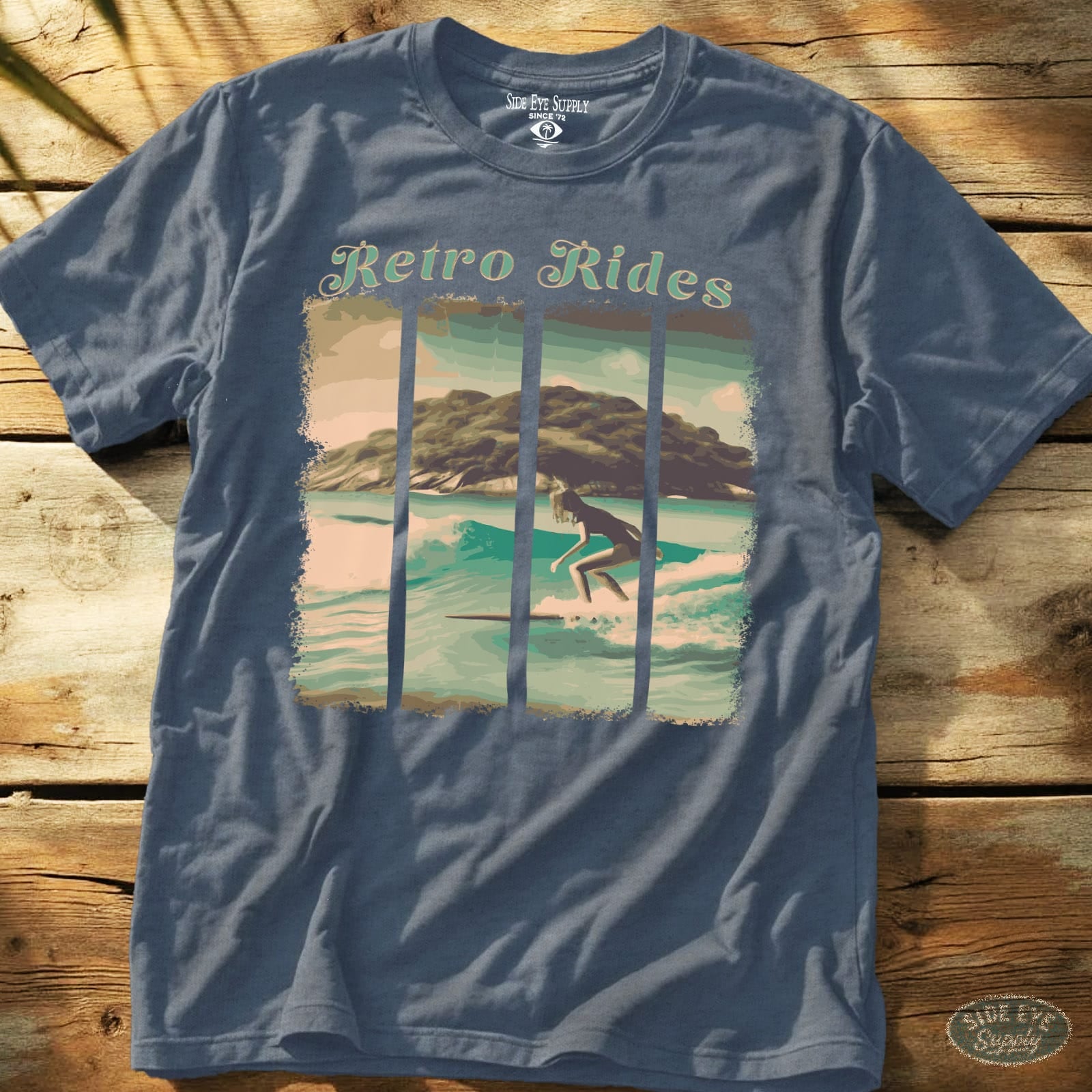Retro Rides T-Shirt Heather Indigo / S - by Side Eye Supply - Surf Beach Life Apparel