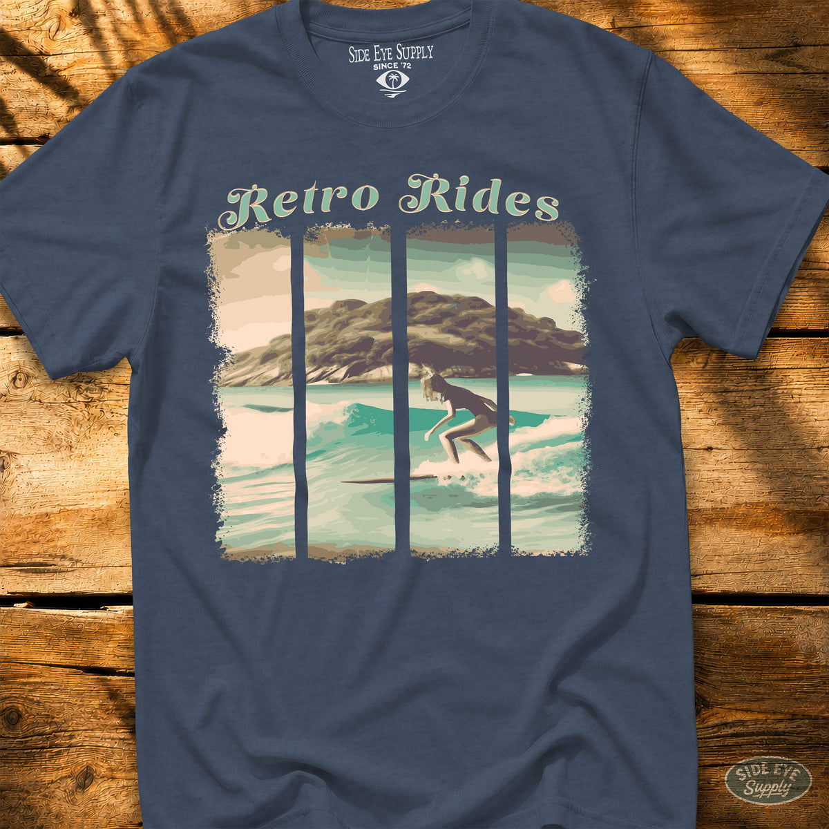 Retro Rides T-Shirt Heather Indigo / S - by Side Eye Supply - Surf Beach Life Apparel