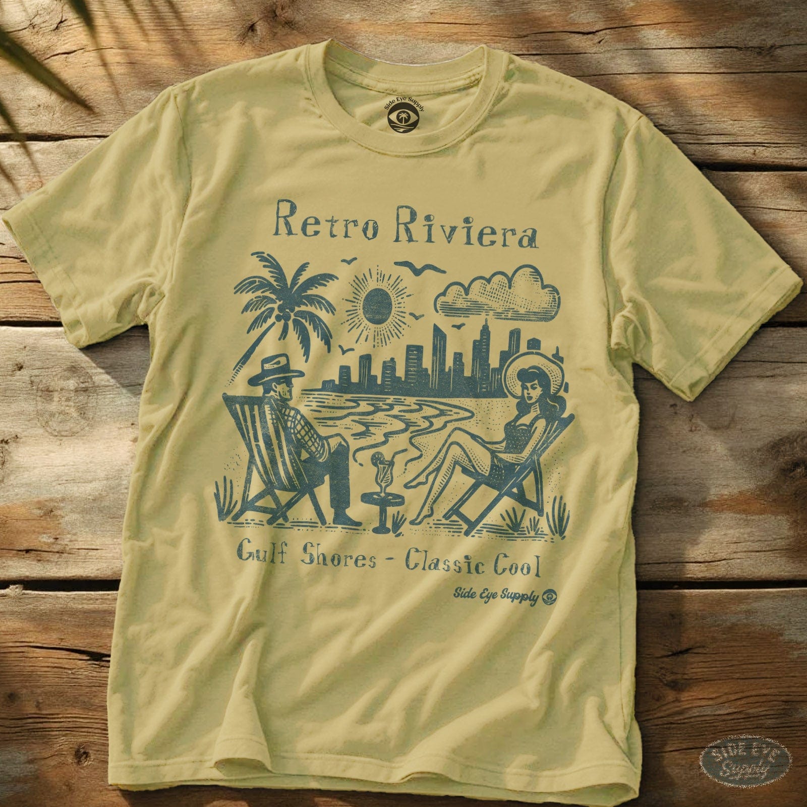 Retro Riviera T-Shirt Cornsilk / S - by Side Eye Supply - Surf Beach Life Apparel