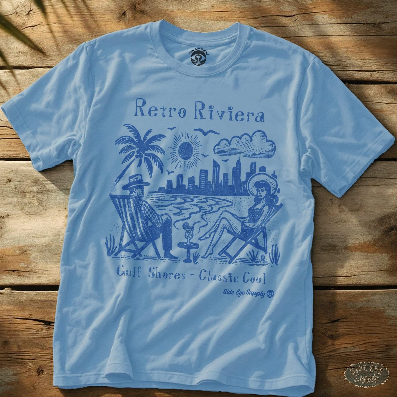 Retro Riviera T-Shirt Light Blue / S - by Side Eye Supply - Surf Beach Life Apparel