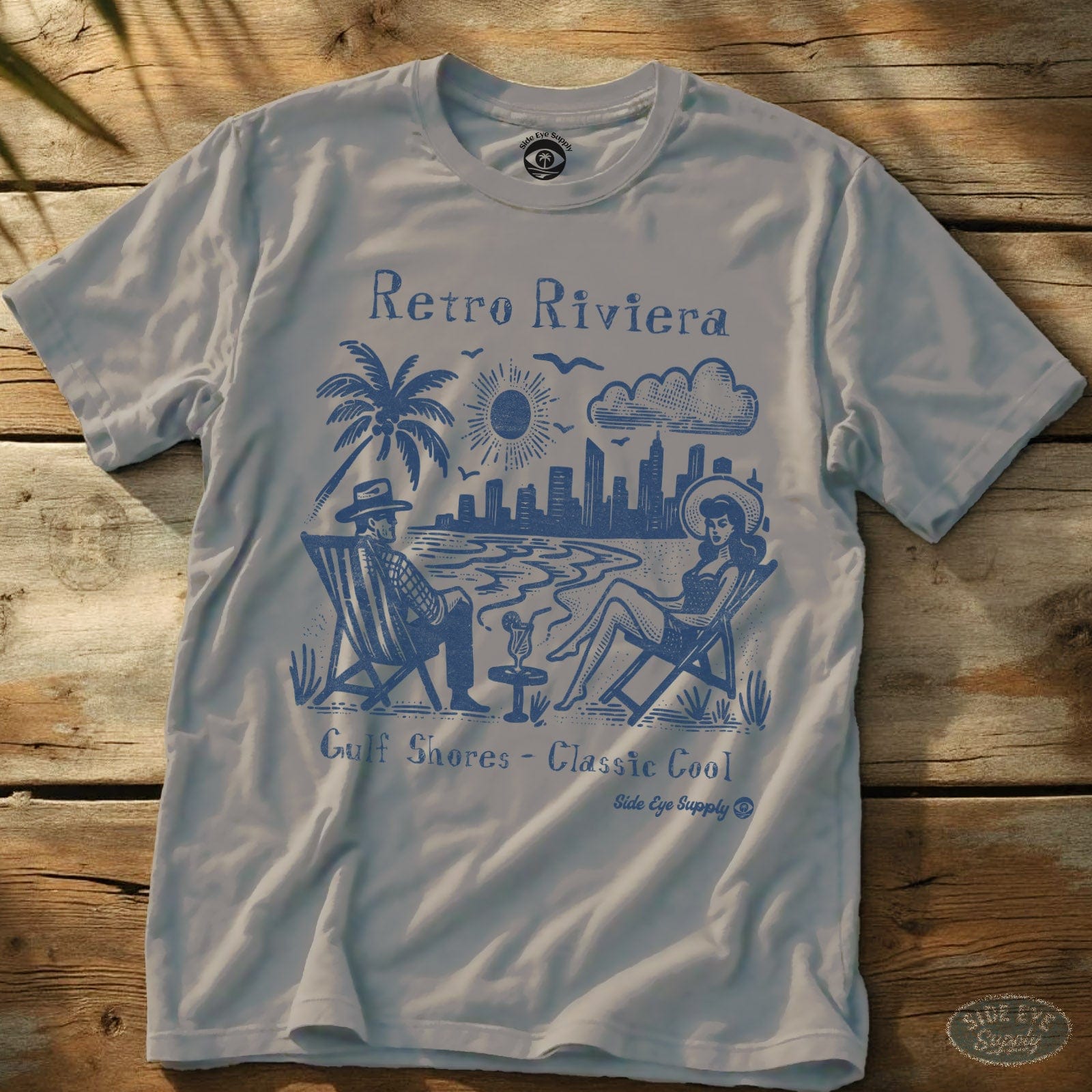 Retro Riviera T-Shirt Ice Grey / S - by Side Eye Supply - Surf Beach Life Apparel