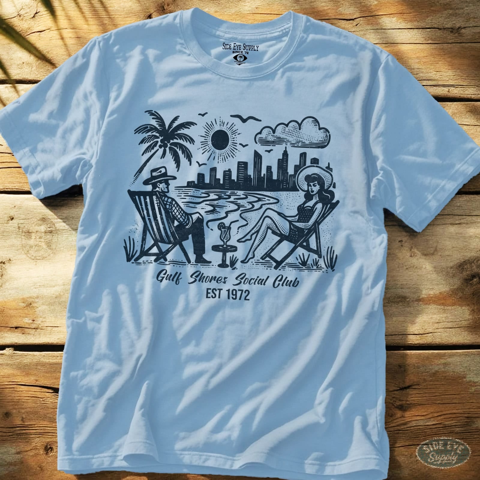 Retro Riviera Tee Light Blue / S - by Side Eye Supply - Surf Beach Life Apparel