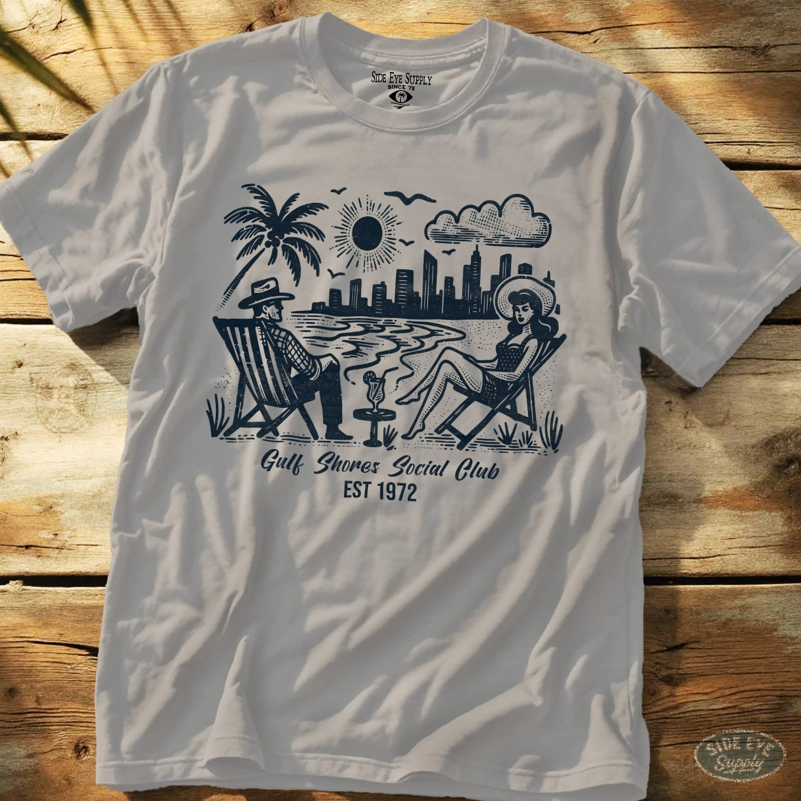 Retro Riviera Tee Ice Grey / S - by Side Eye Supply - Surf Beach Life Apparel