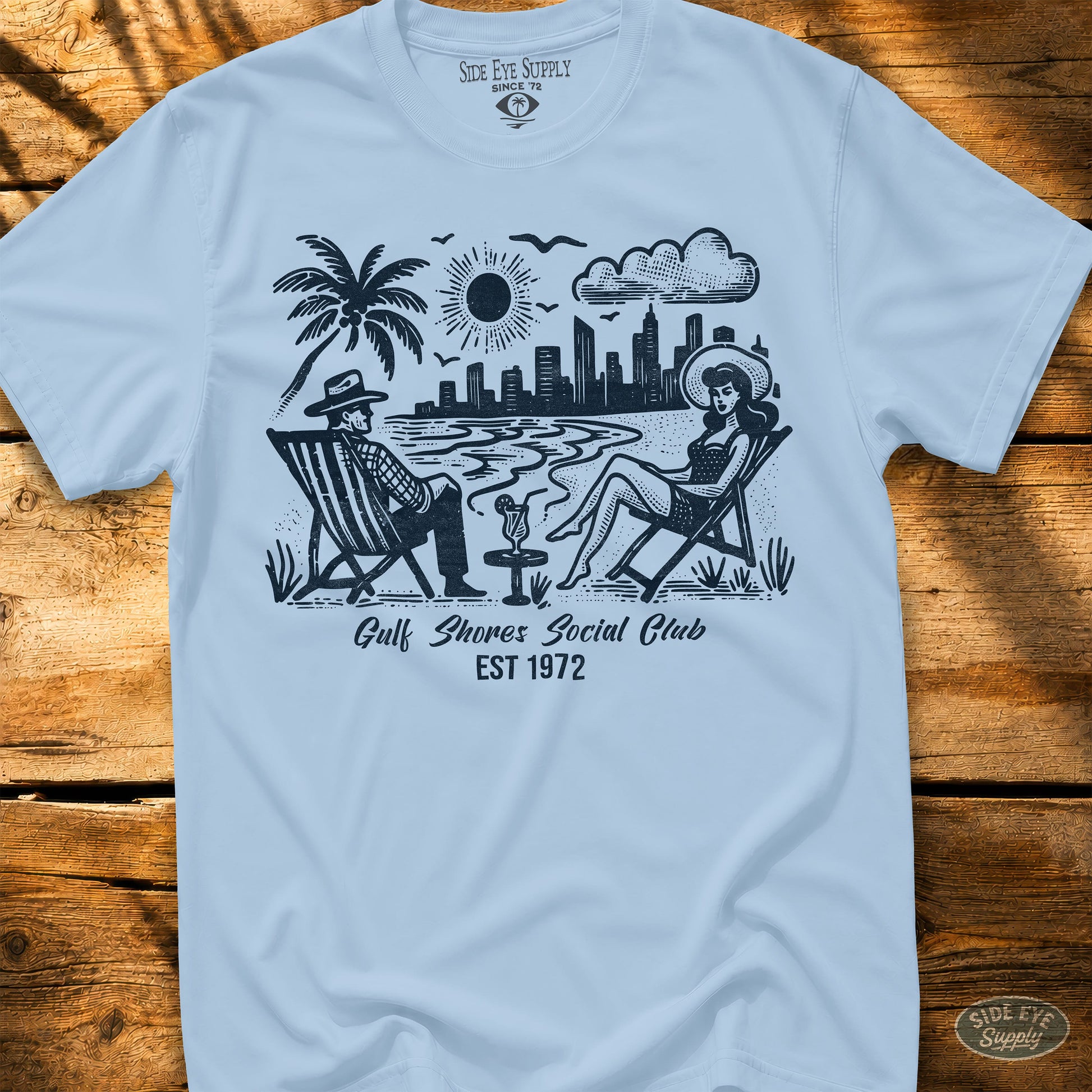 Retro Riviera Tee Light Blue / S - by Side Eye Supply - Surf Beach Life Apparel