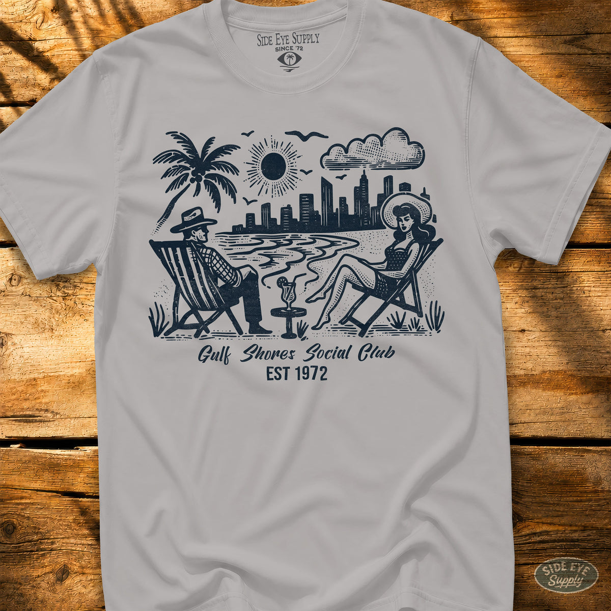 Retro Riviera Tee Ice Grey / S - by Side Eye Supply - Surf Beach Life Apparel