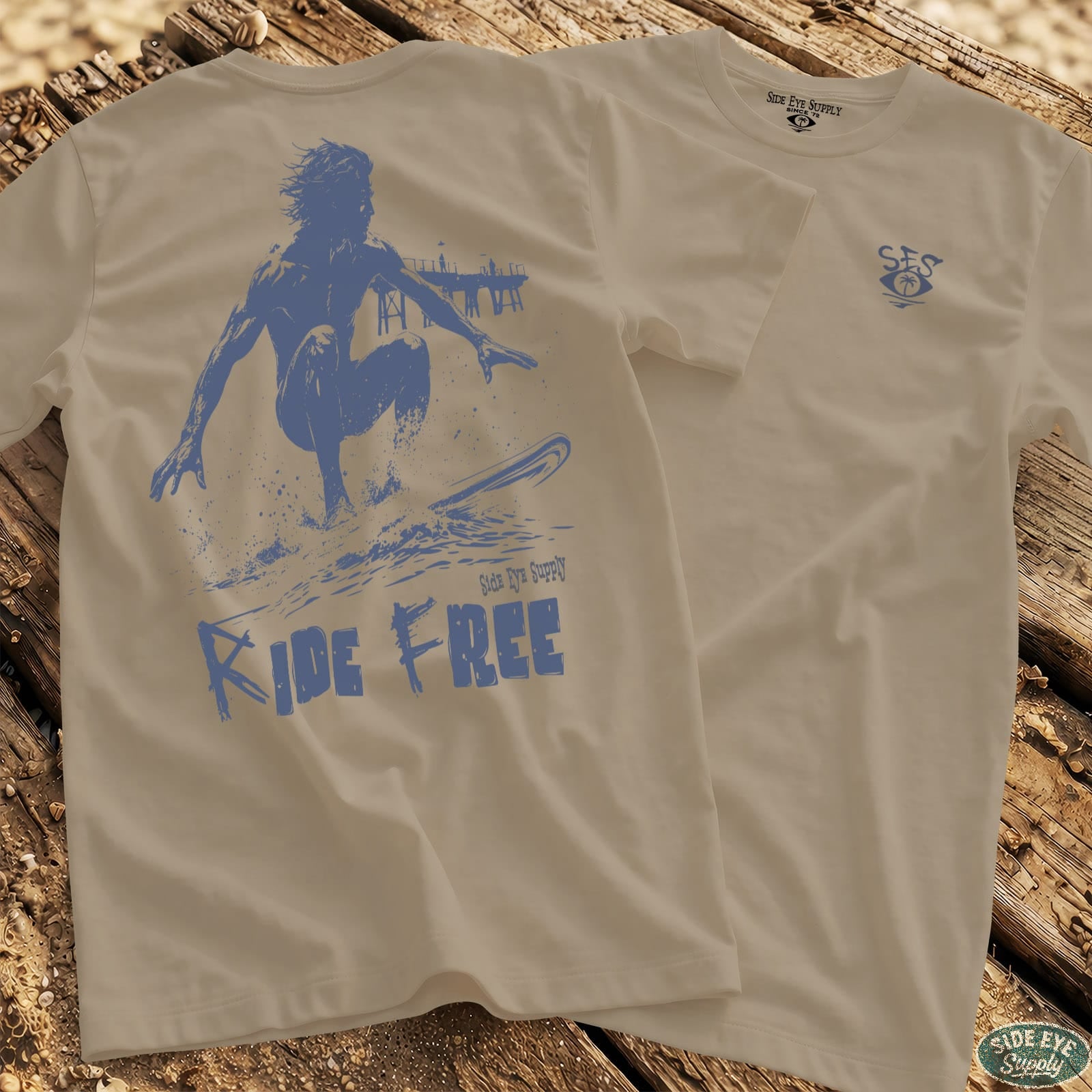 Ride Free Tee Sand / S - by Side Eye Supply - Surf Beach Life Apparel
