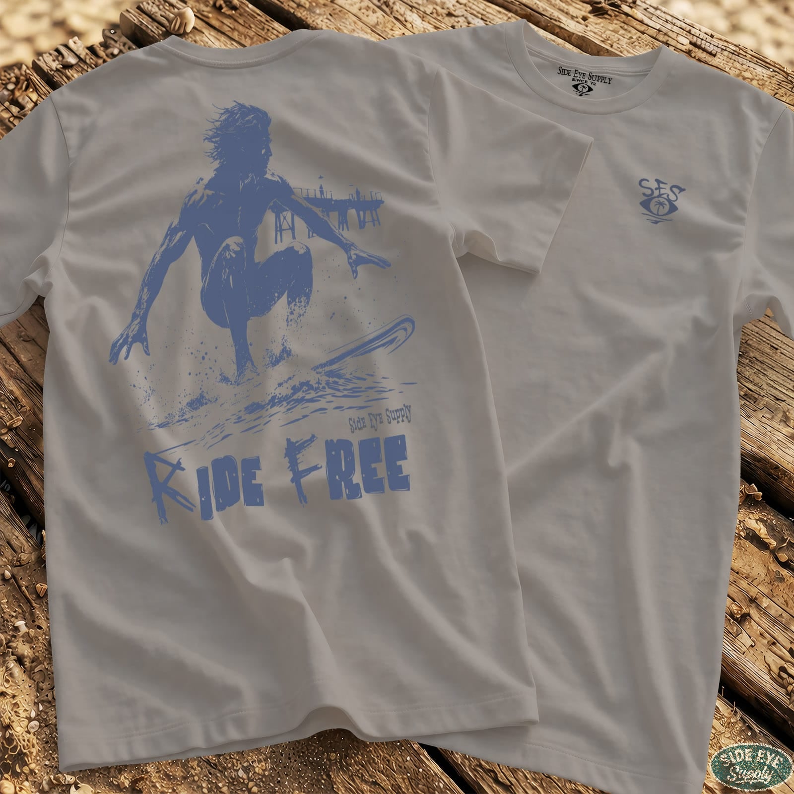 Ride Free Tee Ice Grey / S - by Side Eye Supply - Surf Beach Life Apparel