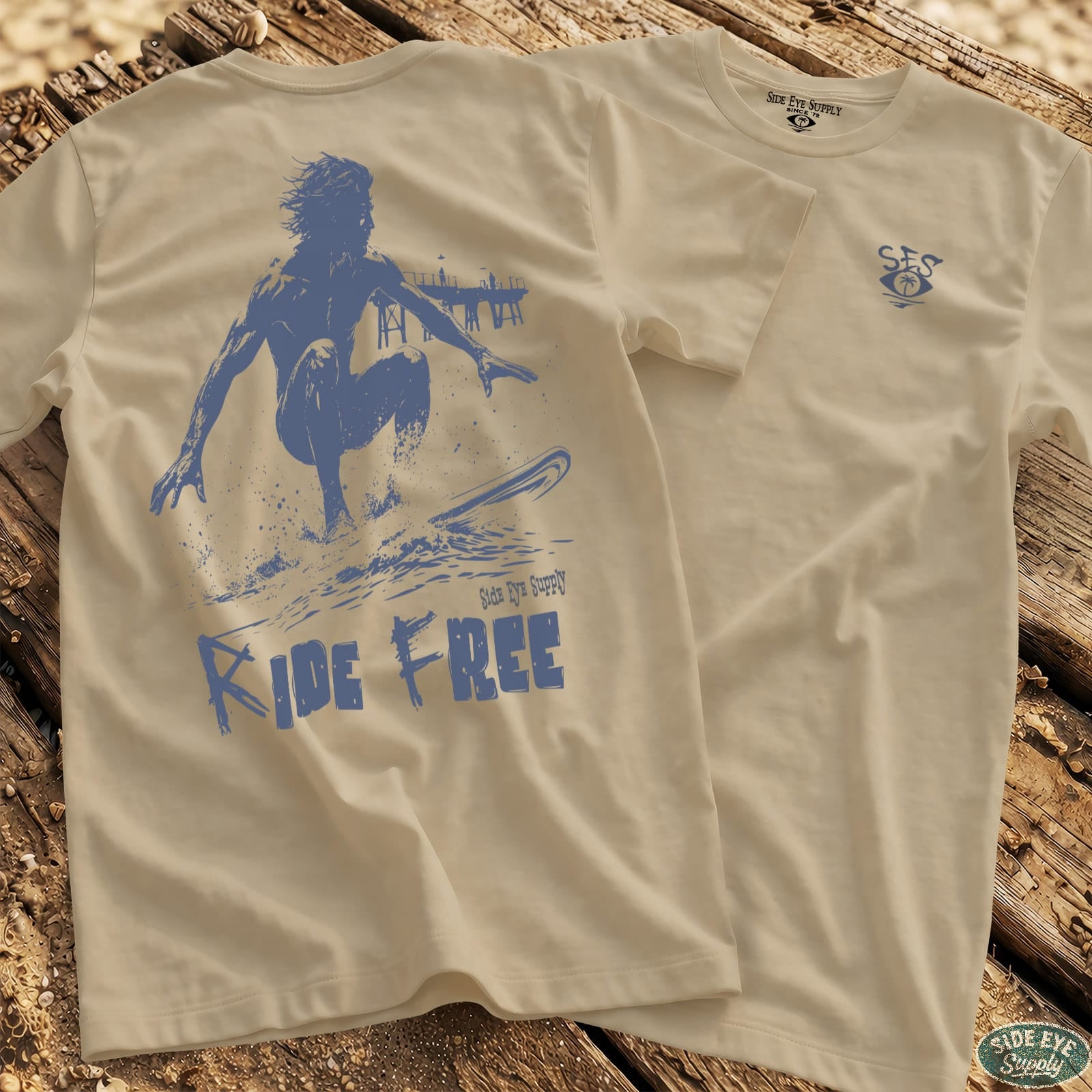 Ride Free Tee Natural / S - by Side Eye Supply - Surf Beach Life Apparel