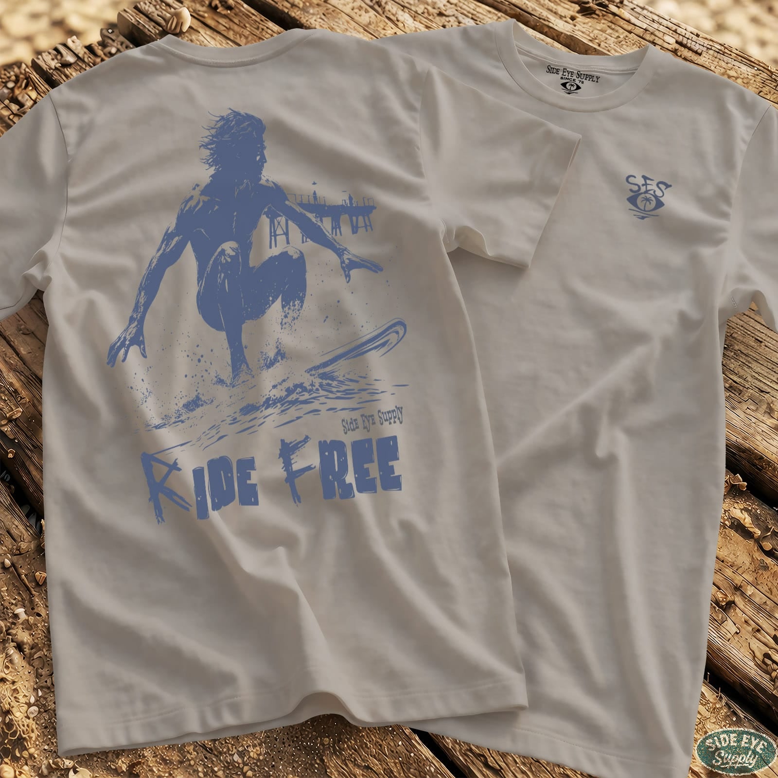 Ride Free Tee Ice Grey / S - by Side Eye Supply - Surf Beach Life Apparel