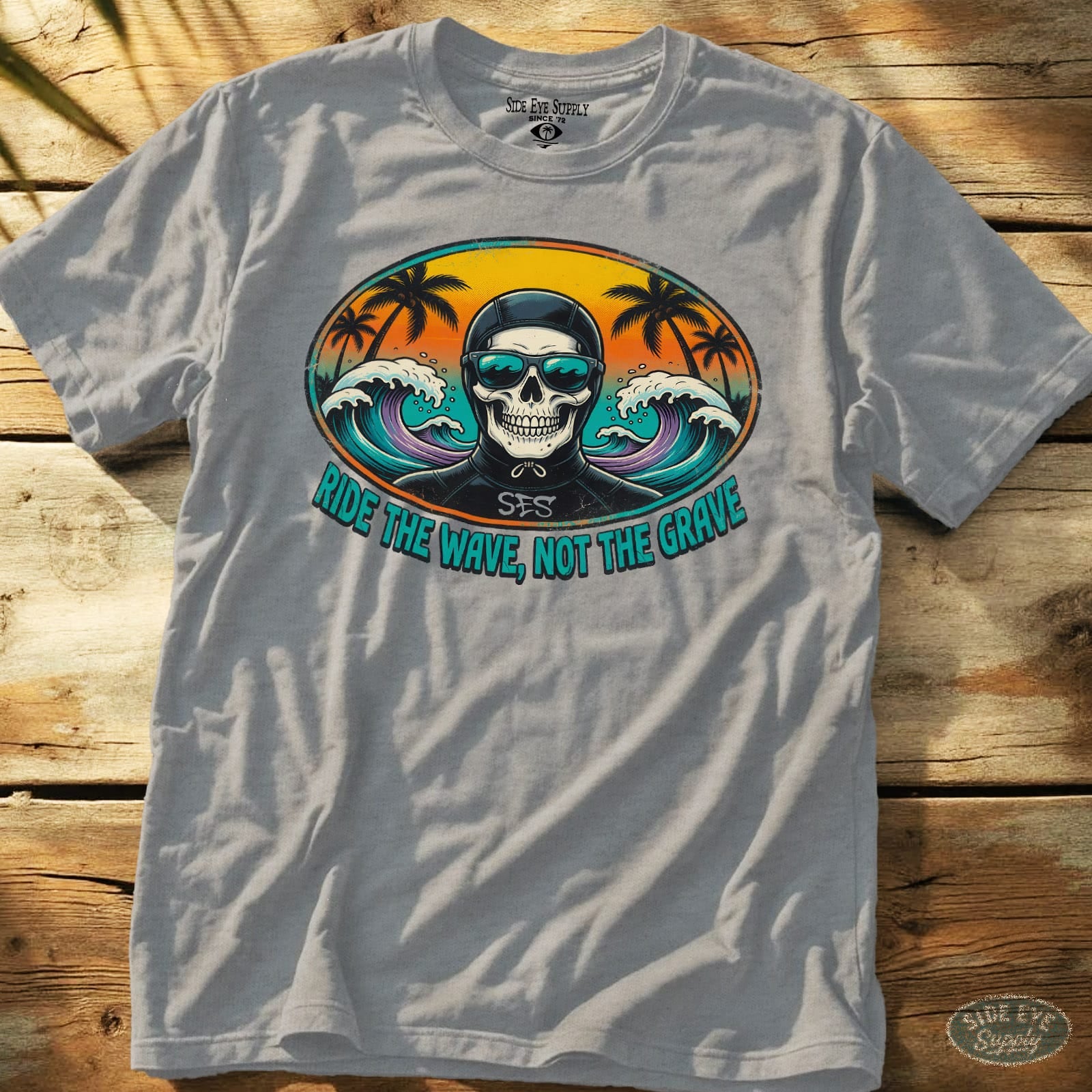 Ride the Wave Tee Sport Grey / S - by Side Eye Supply - Surf Beach Life Apparel