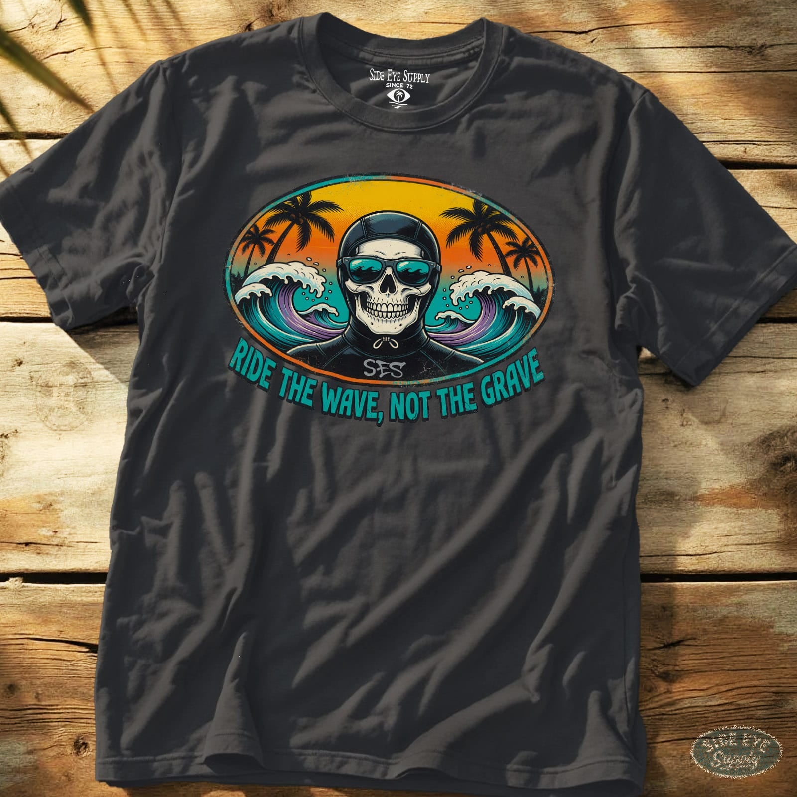 Ride the Wave Tee Charcoal / S - by Side Eye Supply - Surf Beach Life Apparel