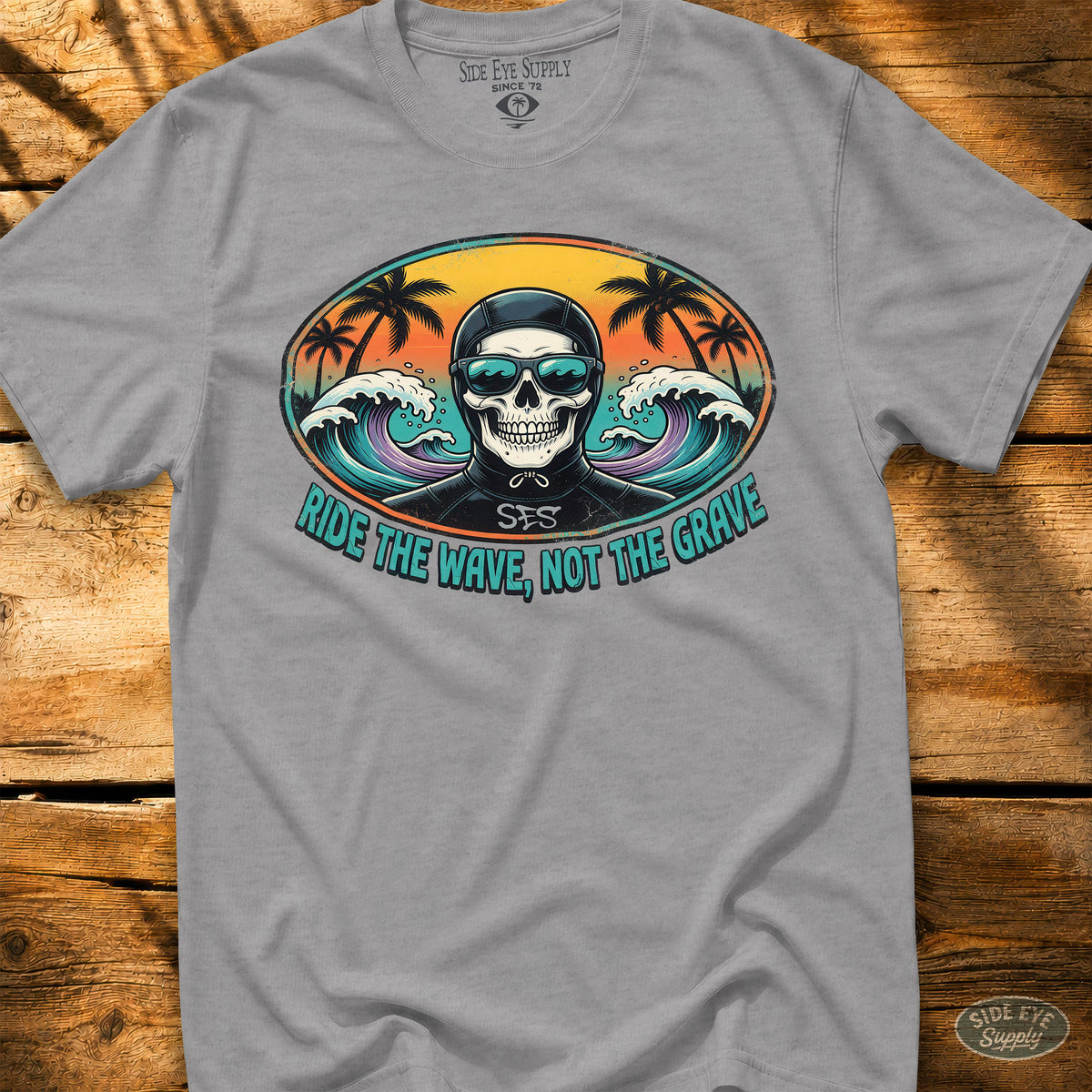 Ride the Wave Tee Sport Grey / S - by Side Eye Supply - Surf Beach Life Apparel