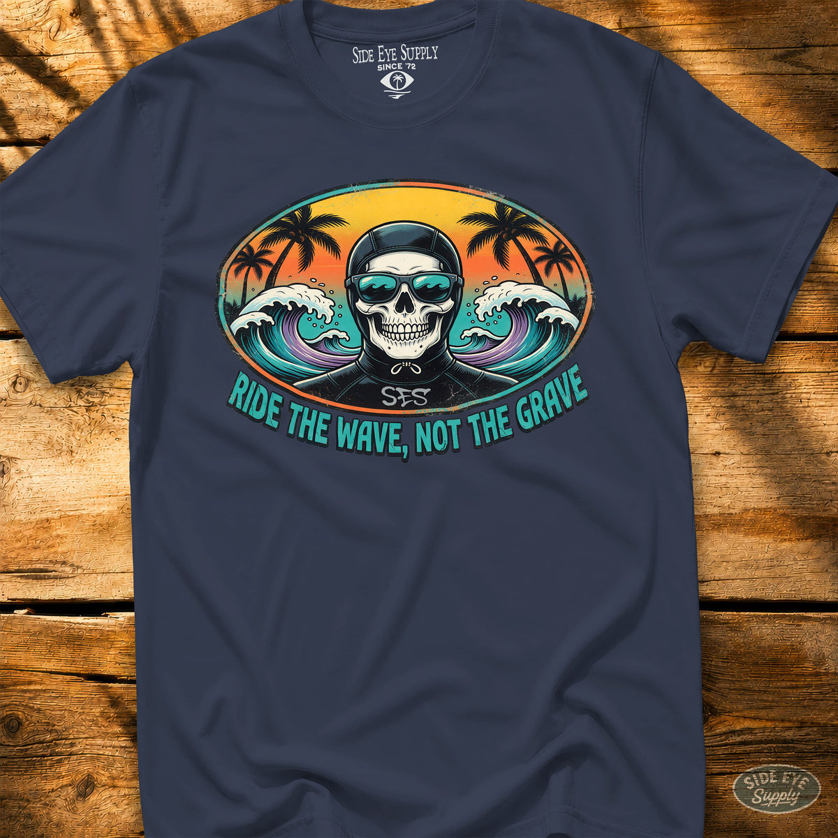 Ride the Wave Tee Navy / S - by Side Eye Supply - Surf Beach Life Apparel
