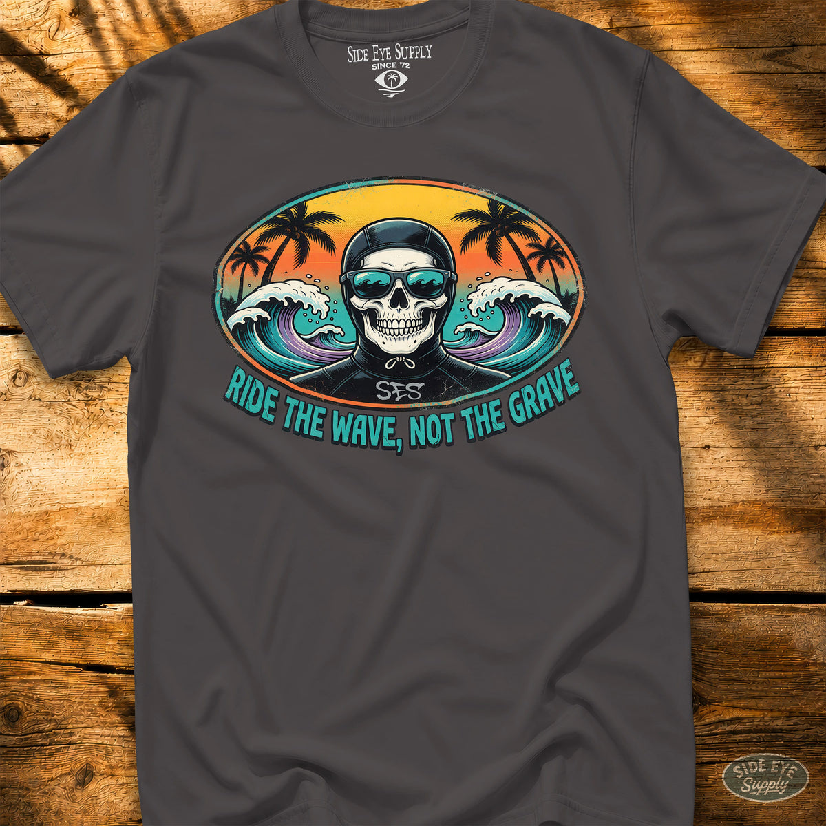 Ride the Wave Tee Charcoal / S - by Side Eye Supply - Surf Beach Life Apparel