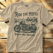 Ride the Waves Rule the Roads Tee Sand / S - by Side Eye Supply - Surf Beach Life Apparel