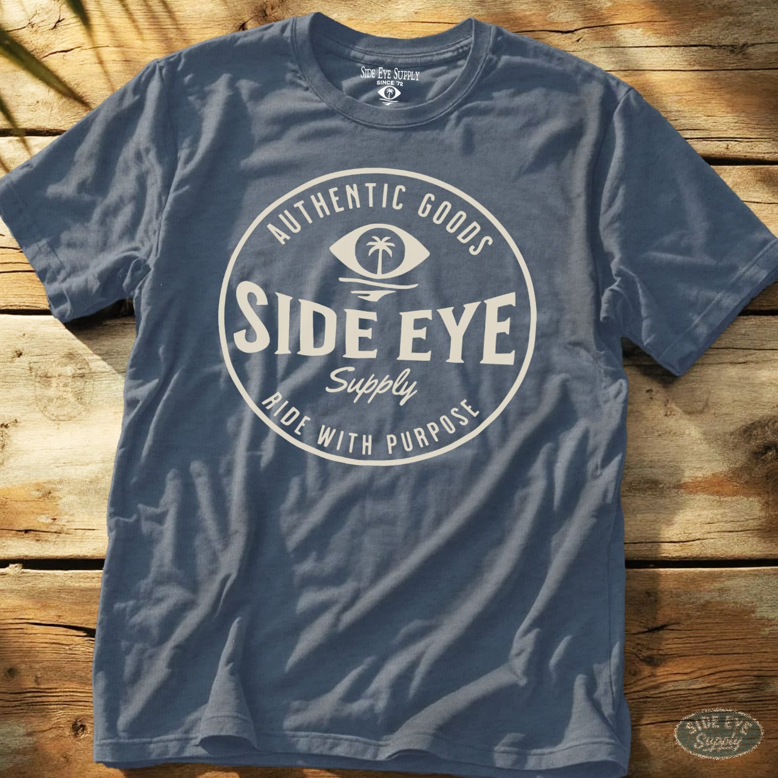 Ride With Purpose Tee Heather Indigo / S - by Side Eye Supply - Surf Beach Life Apparel