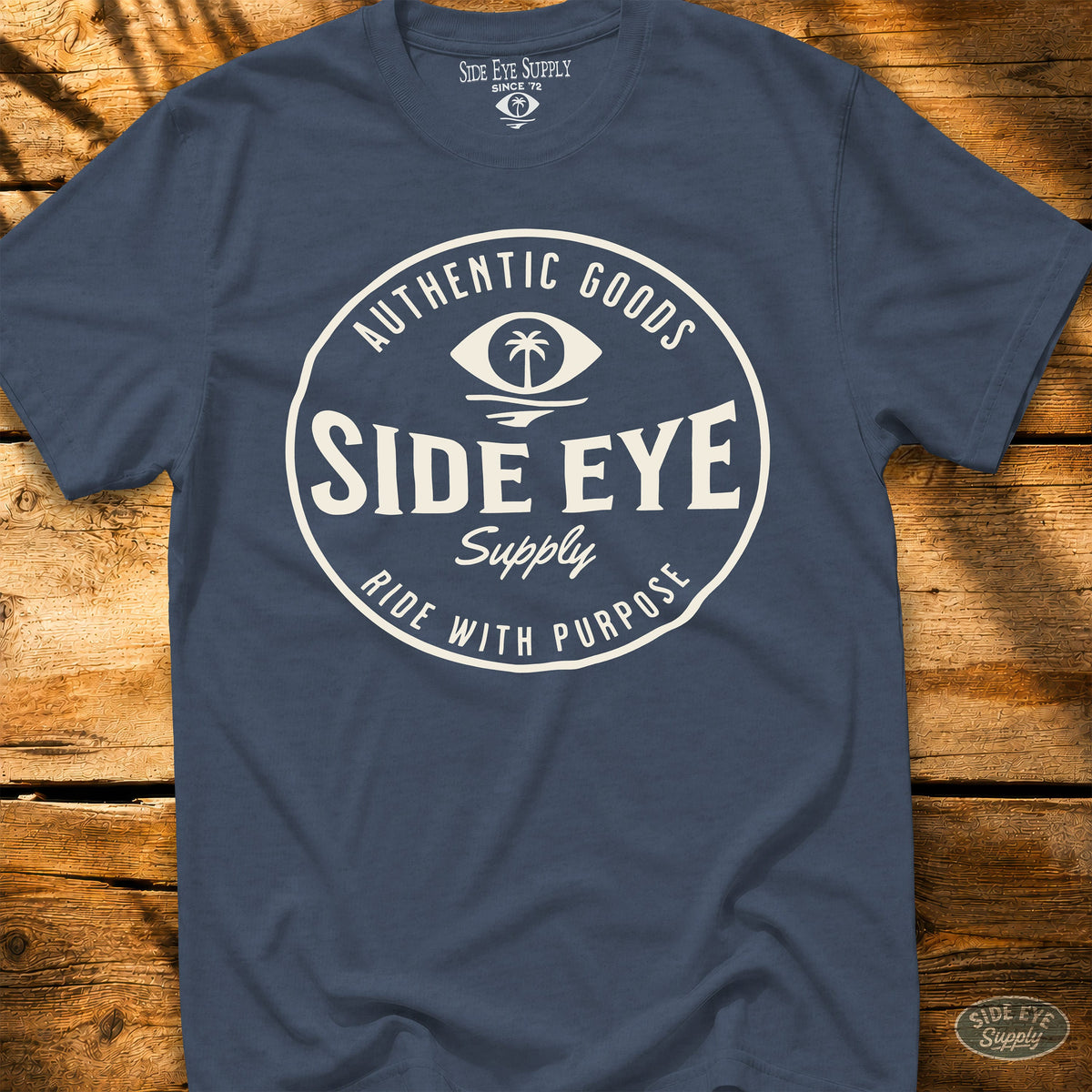 Ride With Purpose Tee Heather Indigo / S - by Side Eye Supply - Surf Beach Life Apparel