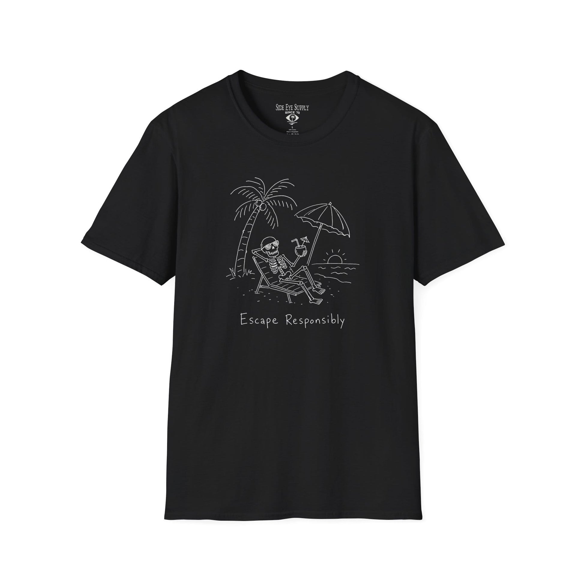 S328 - Escape Responsibly Tee Black / S - by Side Eye Supply - Surf Beach Life Apparel