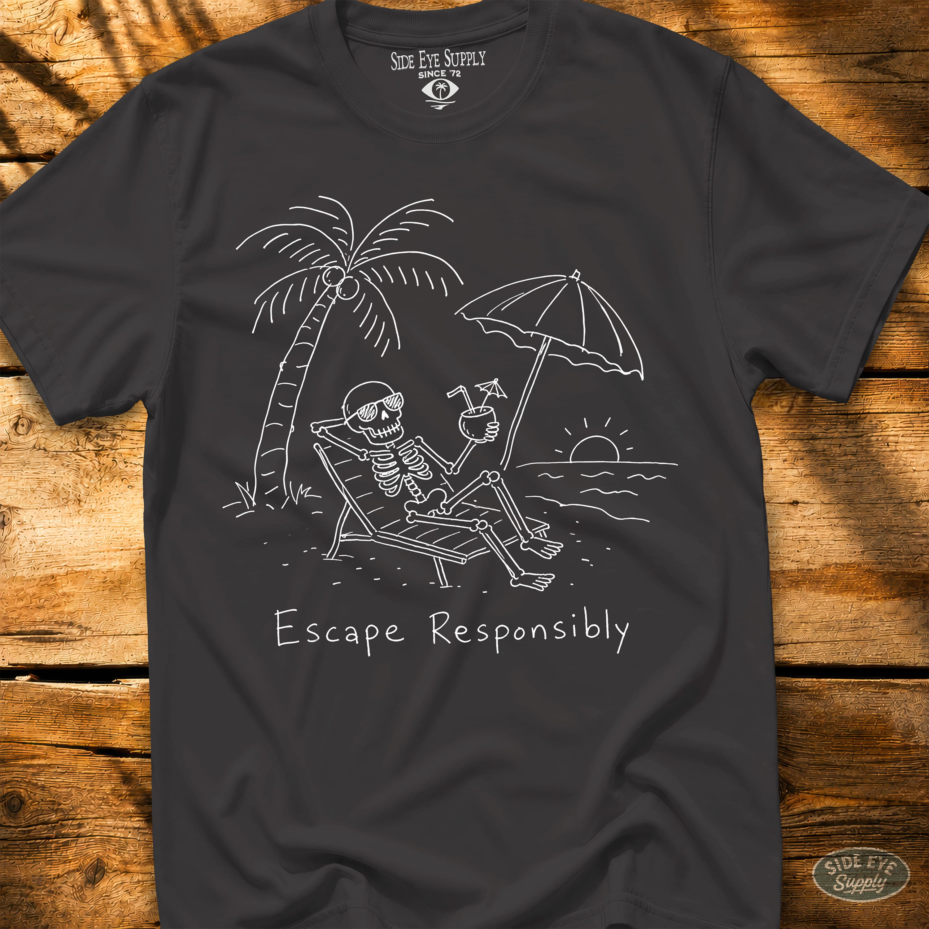 S328 - Escape Responsibly Tee Black / S - by Side Eye Supply - Surf Beach Life Apparel