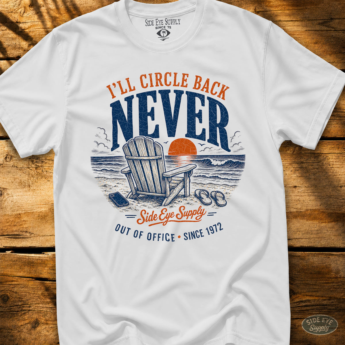 S332 -Circle Back Never Tee White / S - by Side Eye Supply - Surf Beach Life Apparel