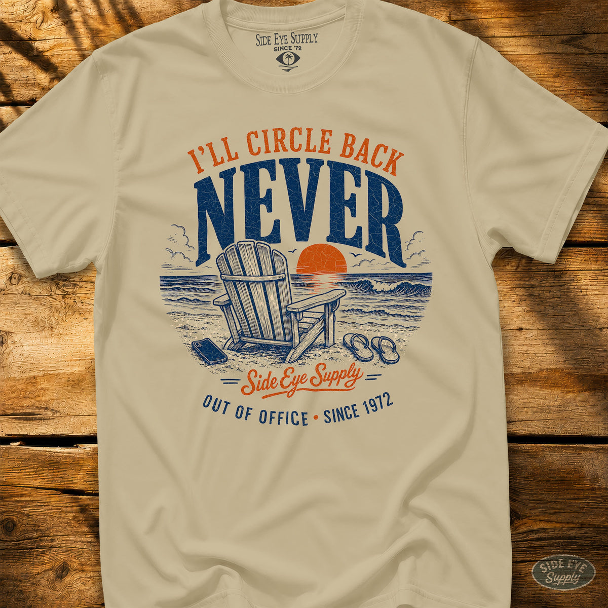 S332 -Circle Back Never Tee Sand / S - by Side Eye Supply - Surf Beach Life Apparel