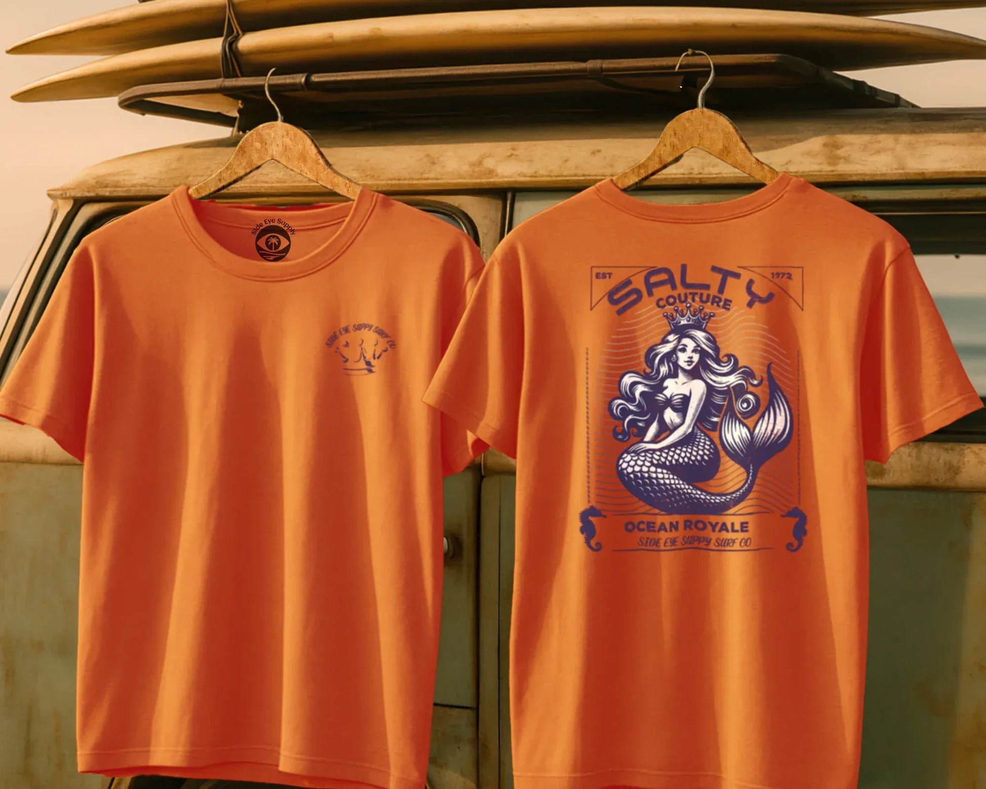Salty Couture Tee Orange / S - by Side Eye Supply - Surf Beach Life Apparel