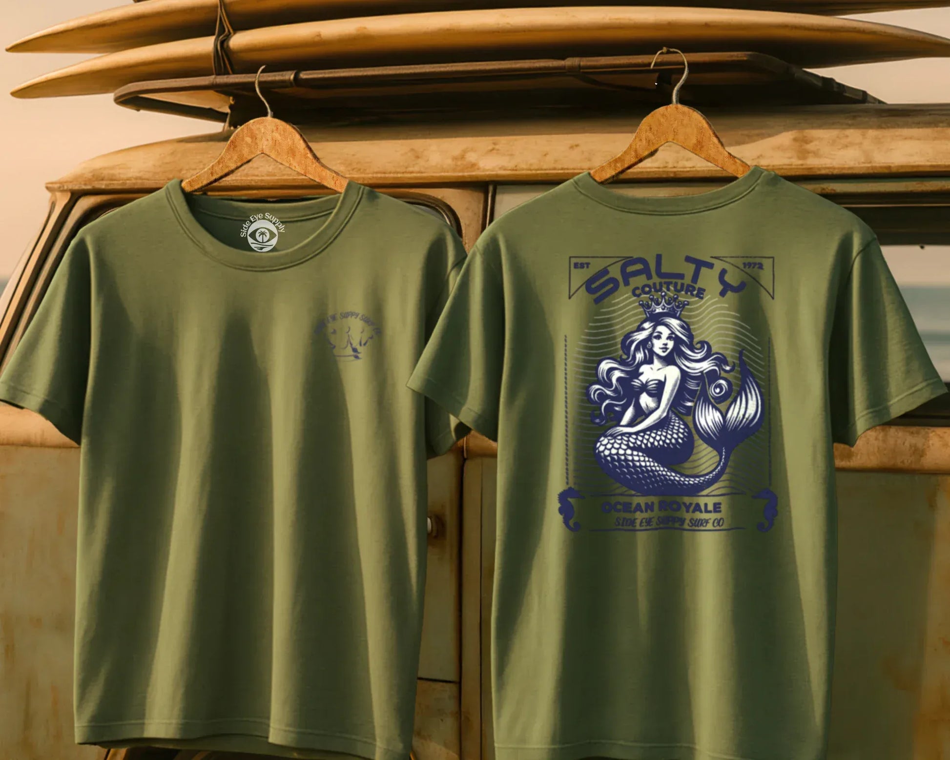 Salty Couture Tee Military Green / S - by Side Eye Supply - Surf Beach Life Apparel