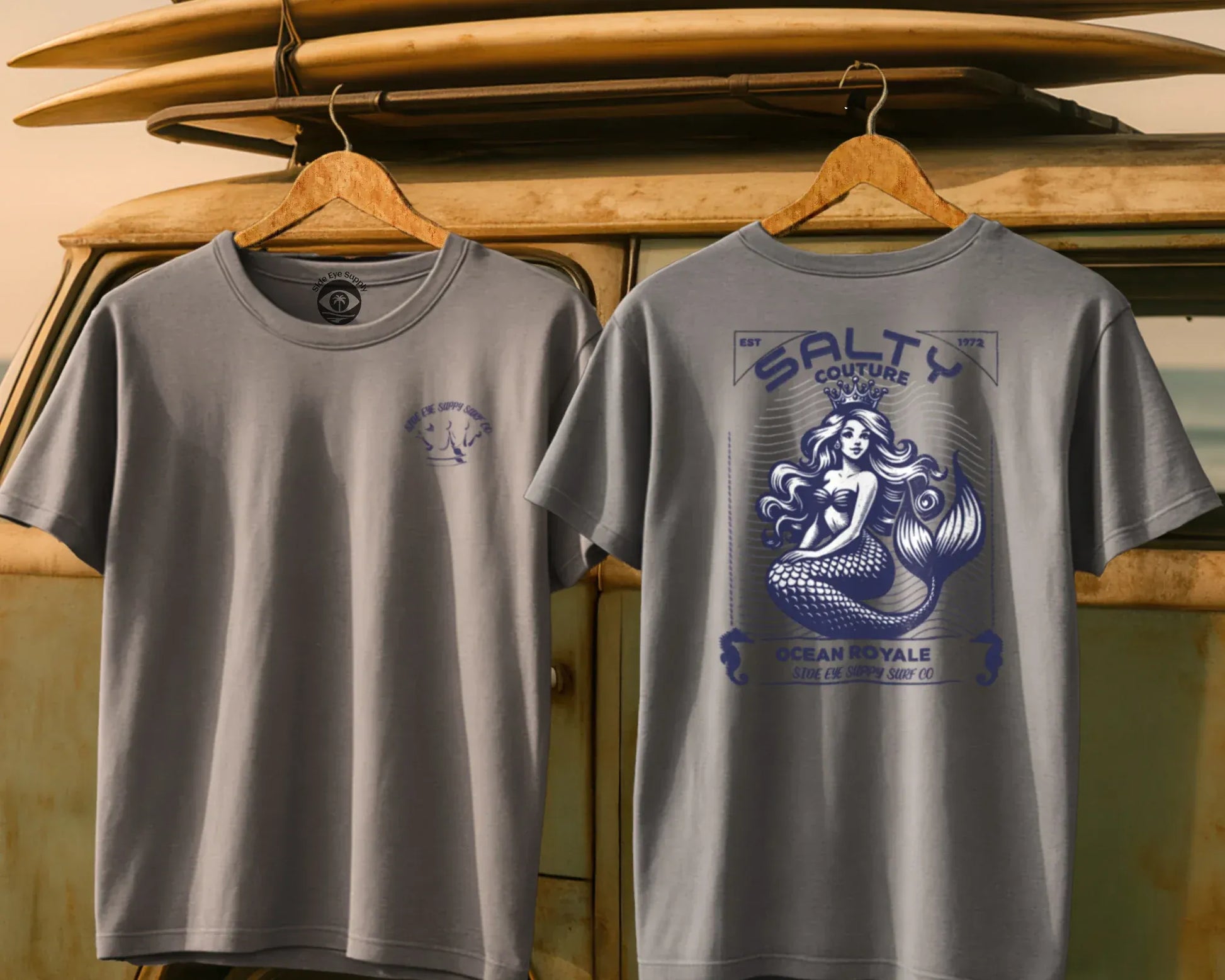 Salty Couture Tee Ice Grey / S - by Side Eye Supply - Surf Beach Life Apparel