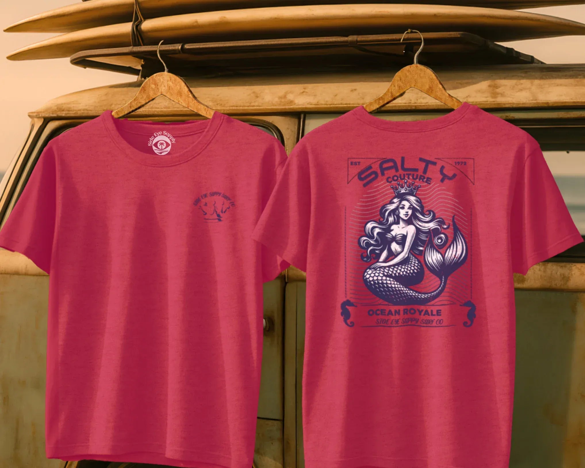 Salty Couture Tee Heather Red / S - by Side Eye Supply - Surf Beach Life Apparel