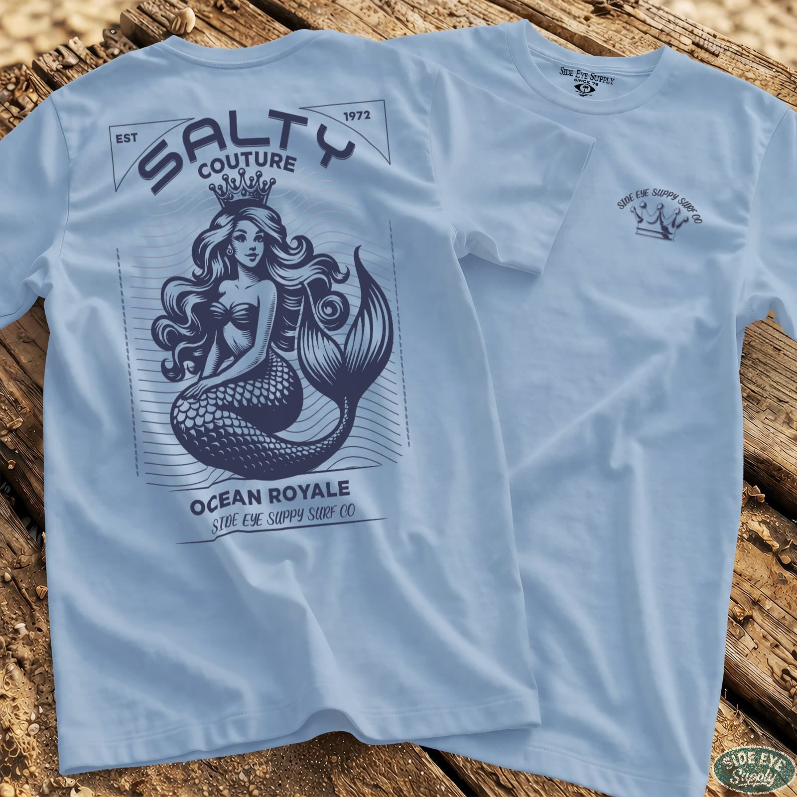 Salty Couture Tee Light Blue / S - by Side Eye Supply - Surf Beach Life Apparel