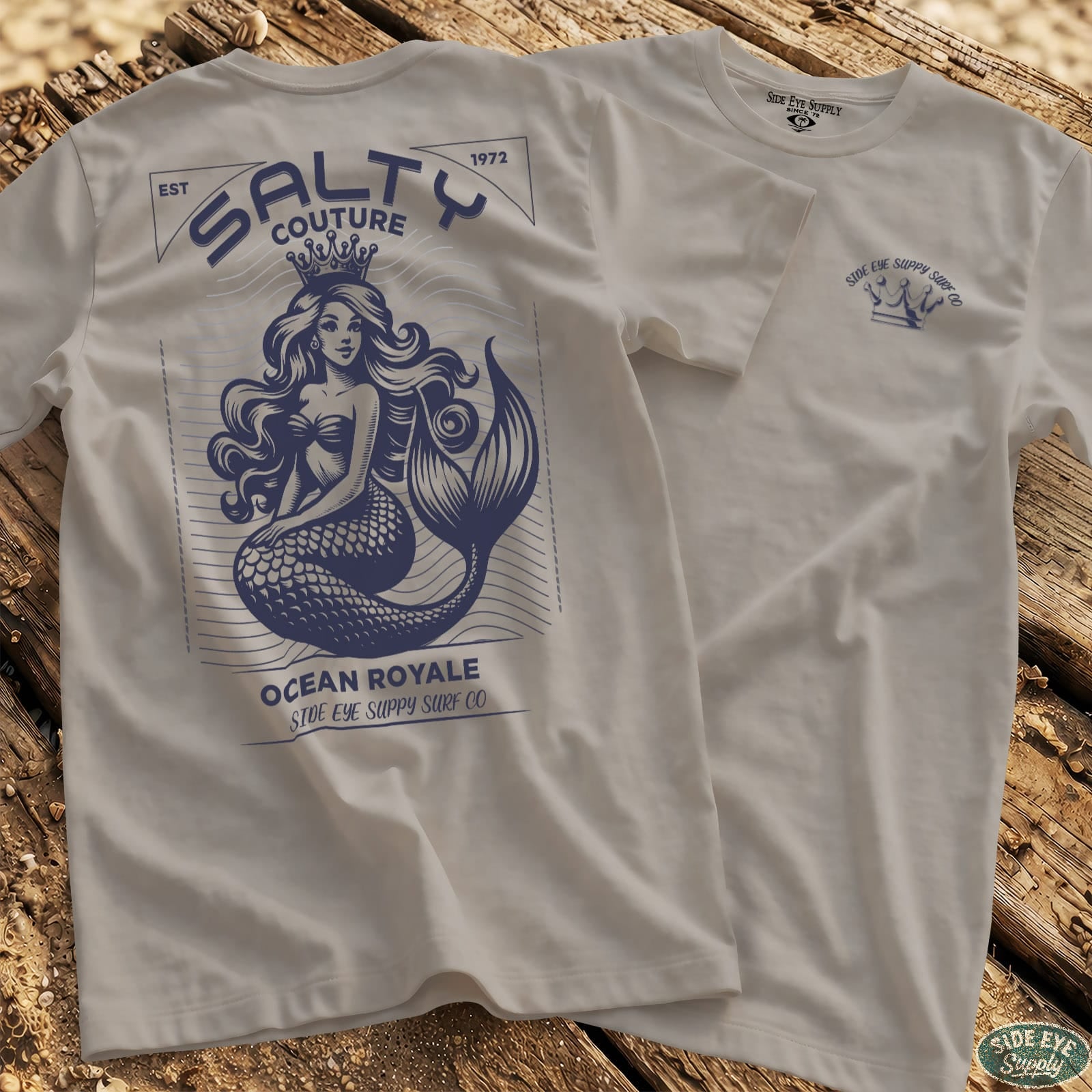 Salty Couture Tee Ice Grey / S - by Side Eye Supply - Surf Beach Life Apparel