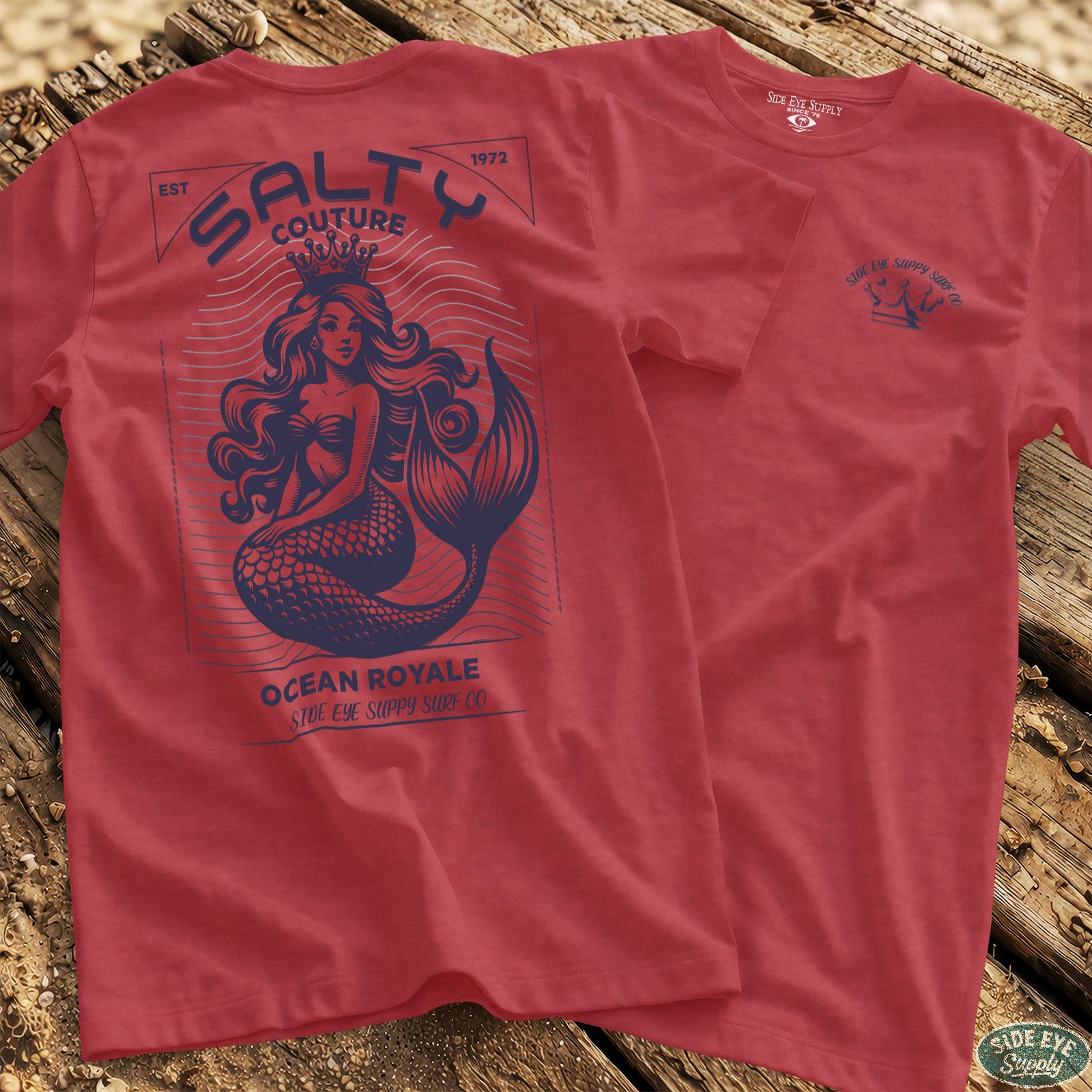 Salty Couture Tee Heather Red / S - by Side Eye Supply - Surf Beach Life Apparel