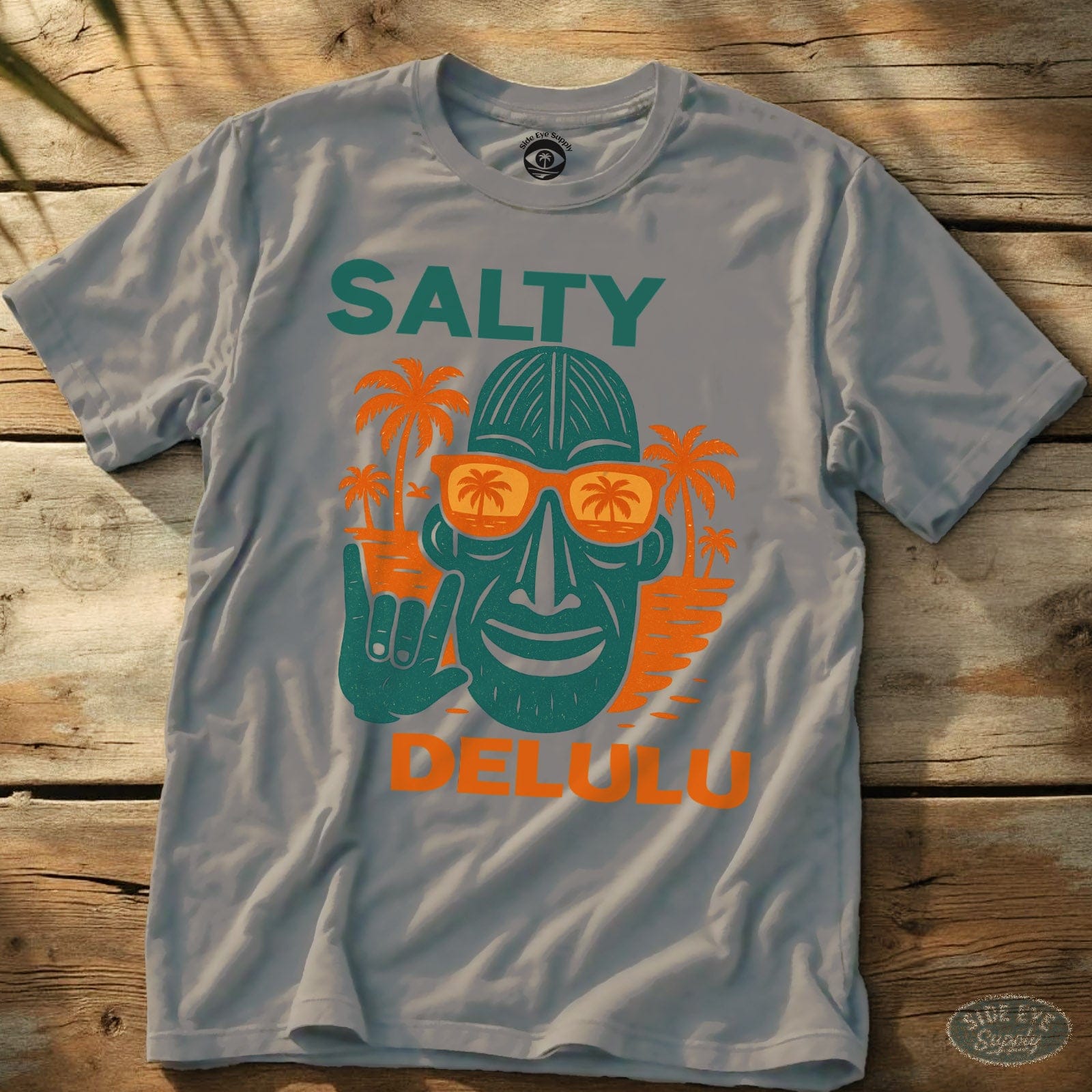 Salty Delulu Tee Ice Grey / S - by Side Eye Supply - Surf Beach Life Apparel