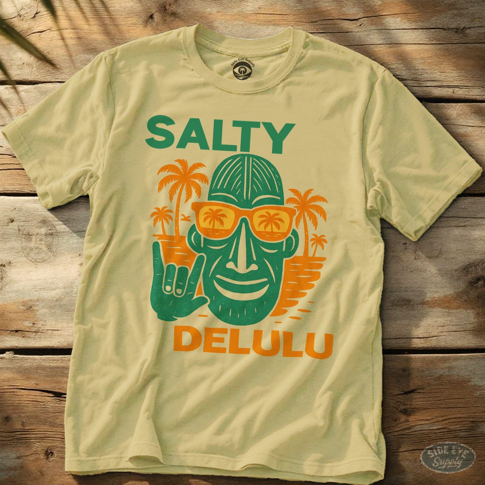 Salty Delulu Tee Cornsilk / S - by Side Eye Supply - Surf Beach Life Apparel