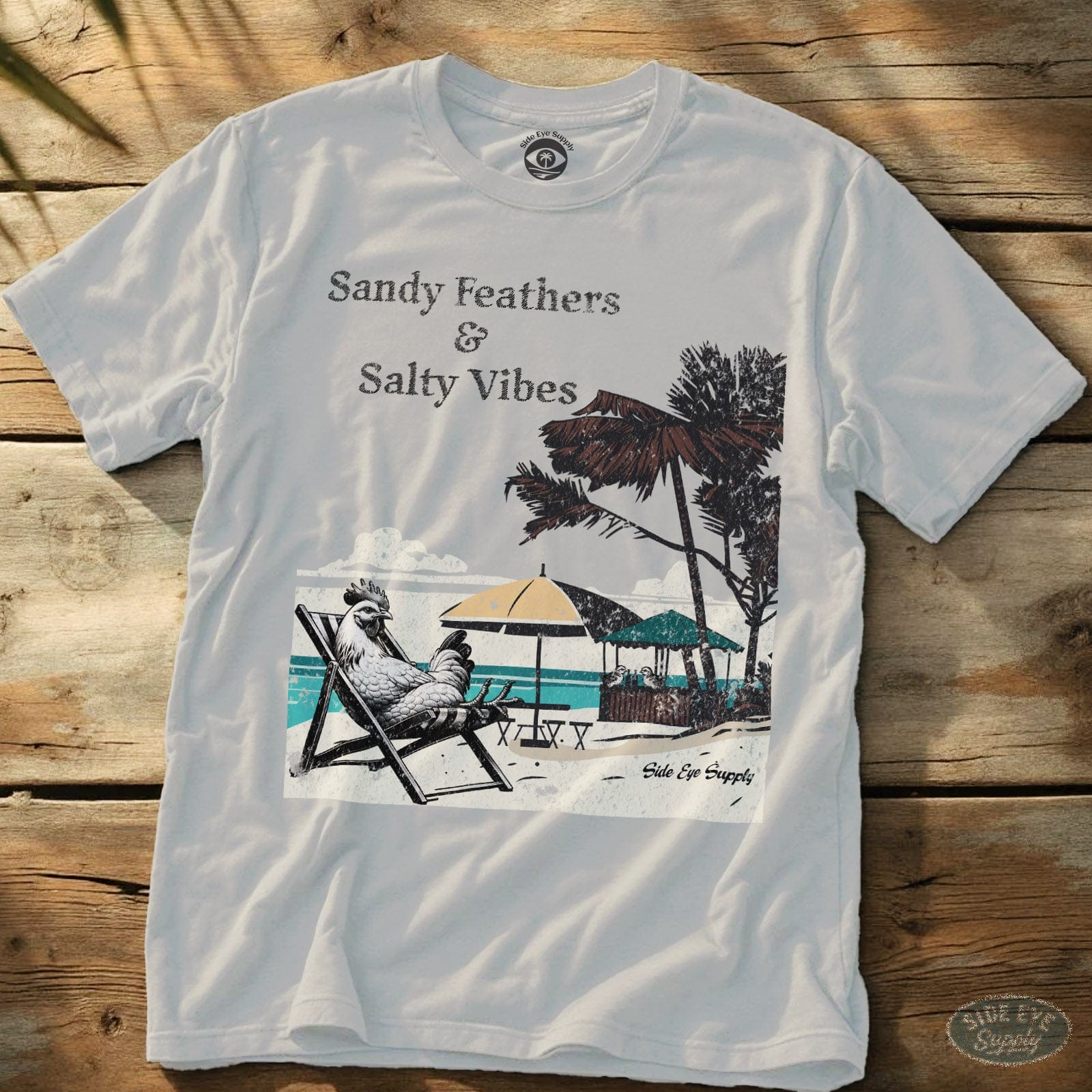 Sandy Feathers Salty Vibes Tee White / S - by Side Eye Supply - Surf Beach Life Apparel