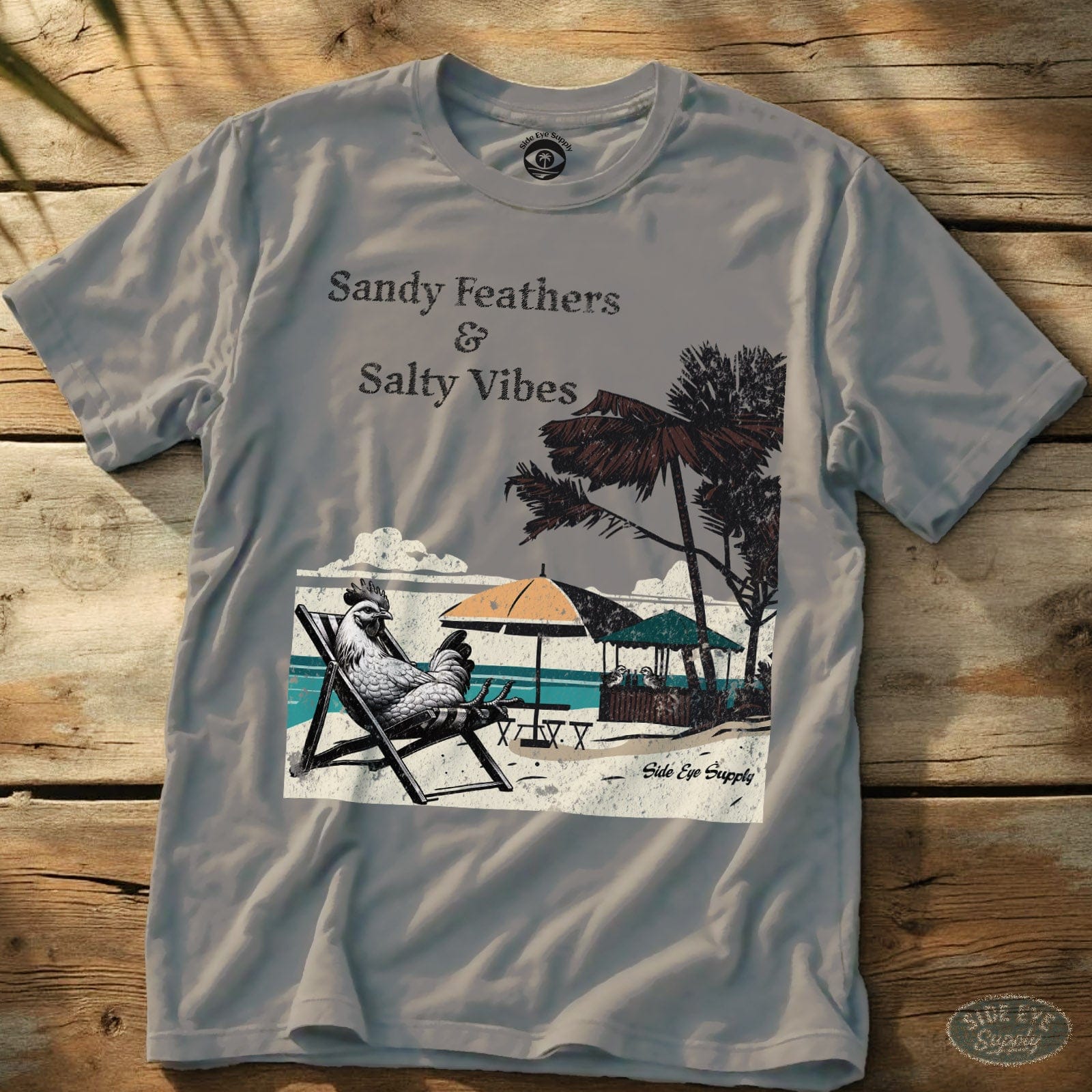 Sandy Feathers Salty Vibes Tee Ice Grey / S - by Side Eye Supply - Surf Beach Life Apparel