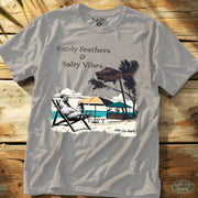 Sandy Feathers Salty Vibes Tee Ice Grey / S - by Side Eye Supply - Surf Beach Life Apparel