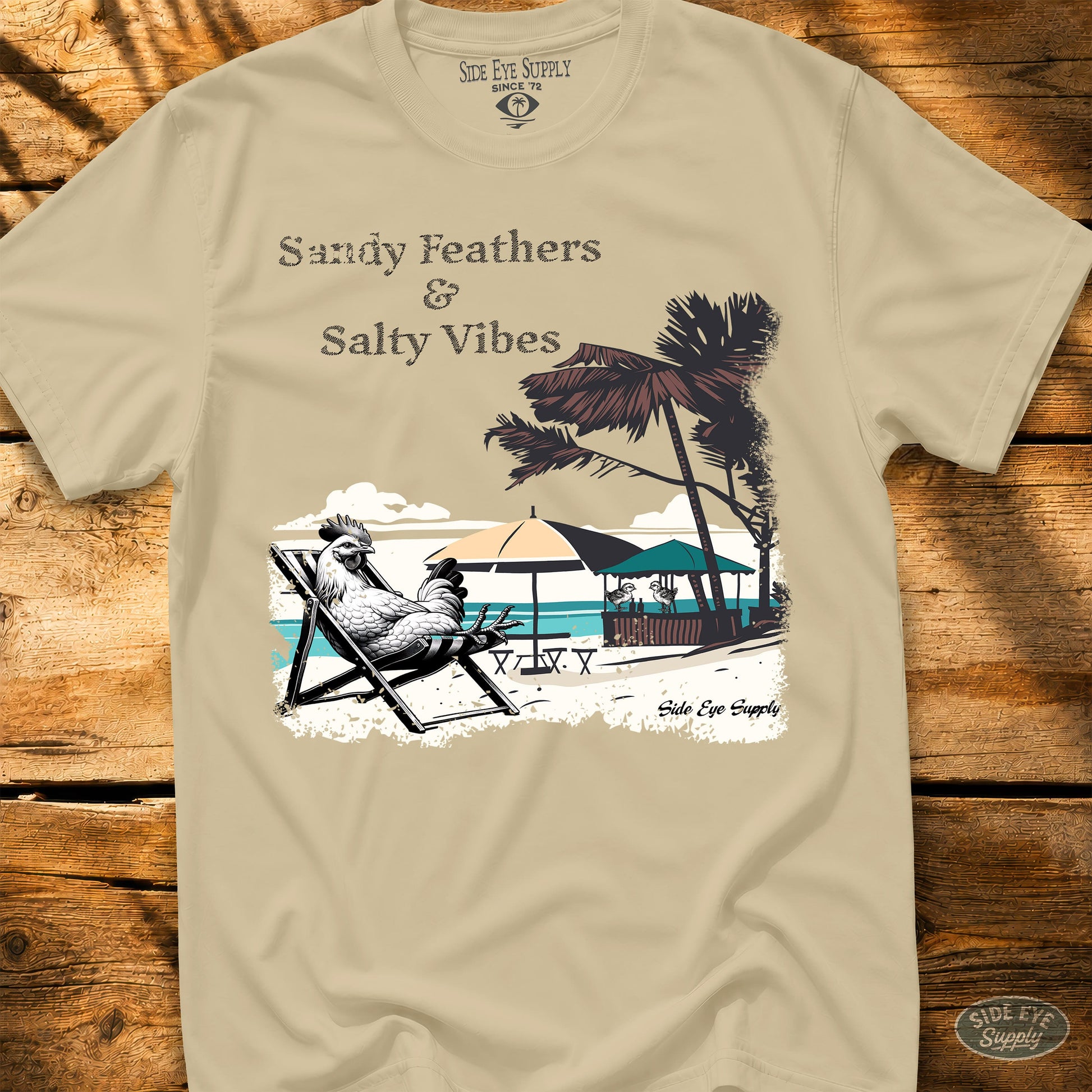 Sandy Feathers Salty Vibes Tee Sand / S - by Side Eye Supply - Surf Beach Life Apparel