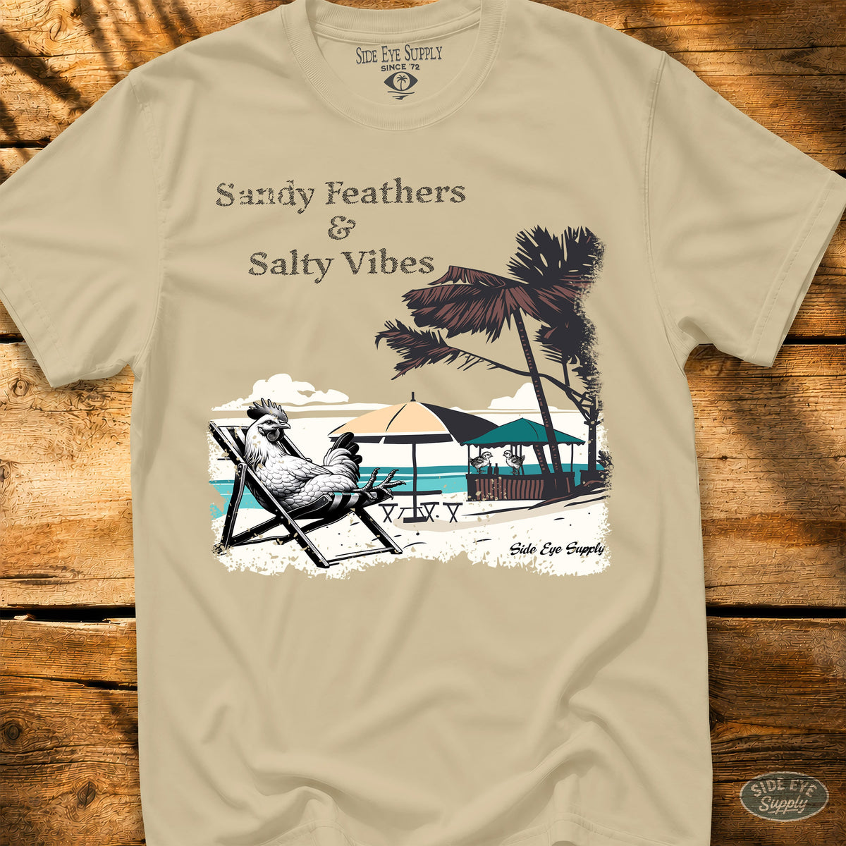 Sandy Feathers Salty Vibes Tee Sand / S - by Side Eye Supply - Surf Beach Life Apparel