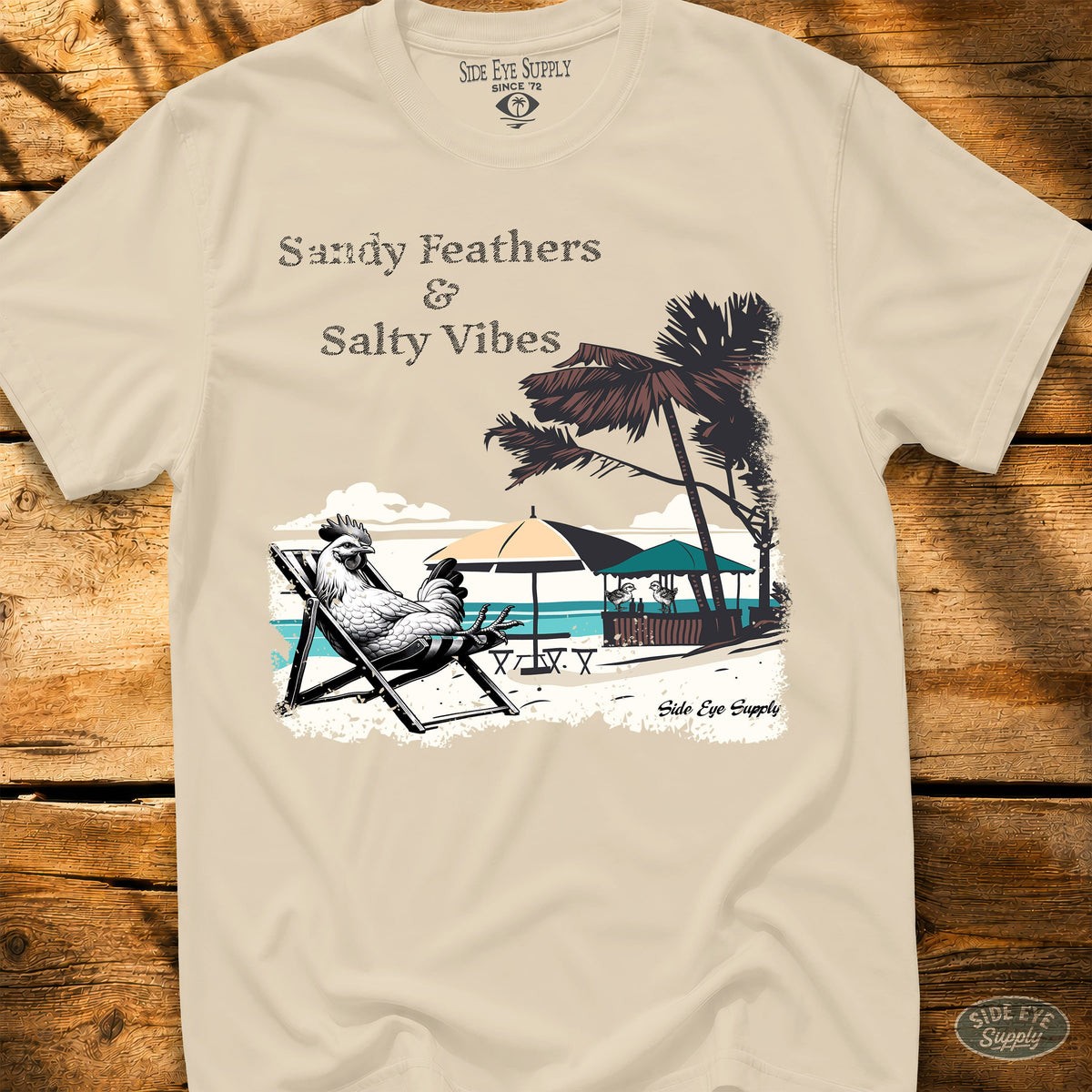 Sandy Feathers Salty Vibes Tee Natural / S - by Side Eye Supply - Surf Beach Life Apparel