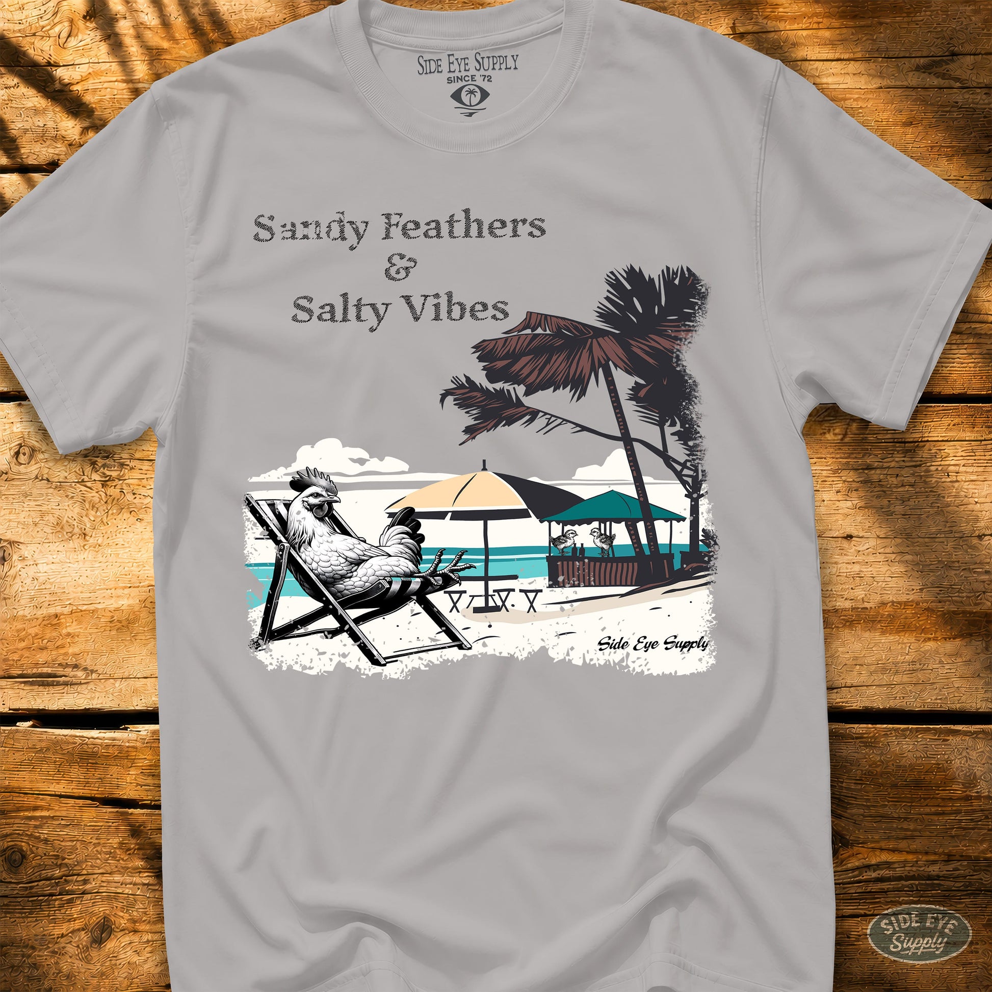 Sandy Feathers Salty Vibes Tee Ice Grey / S - by Side Eye Supply - Surf Beach Life Apparel